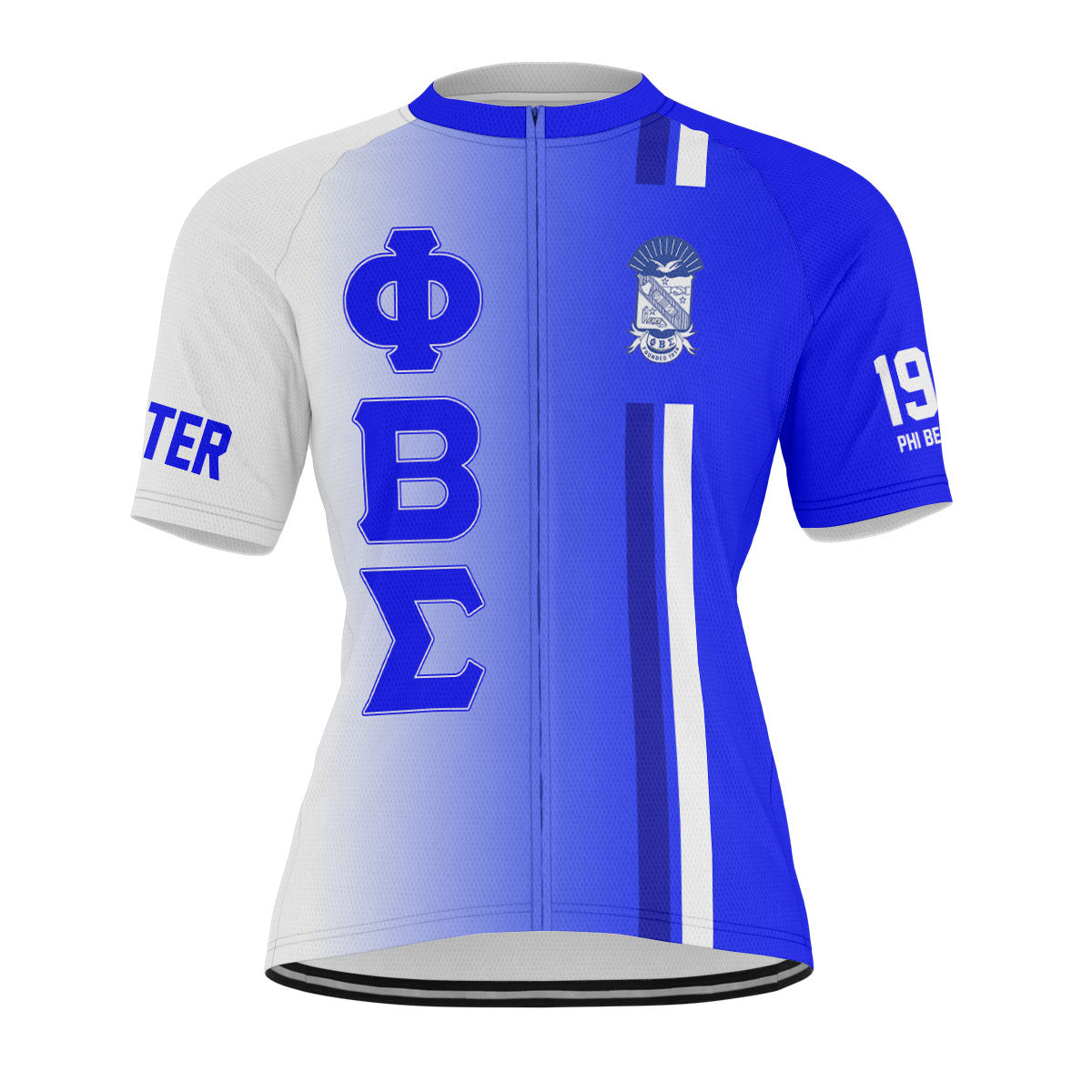 Phi Beta Sigma Cycling Jersey Custom Royal Bue White Side Gradient Style