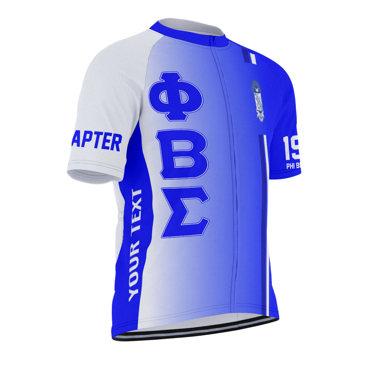 Phi Beta Sigma Cycling Jersey Custom Royal Bue White Side Gradient Style