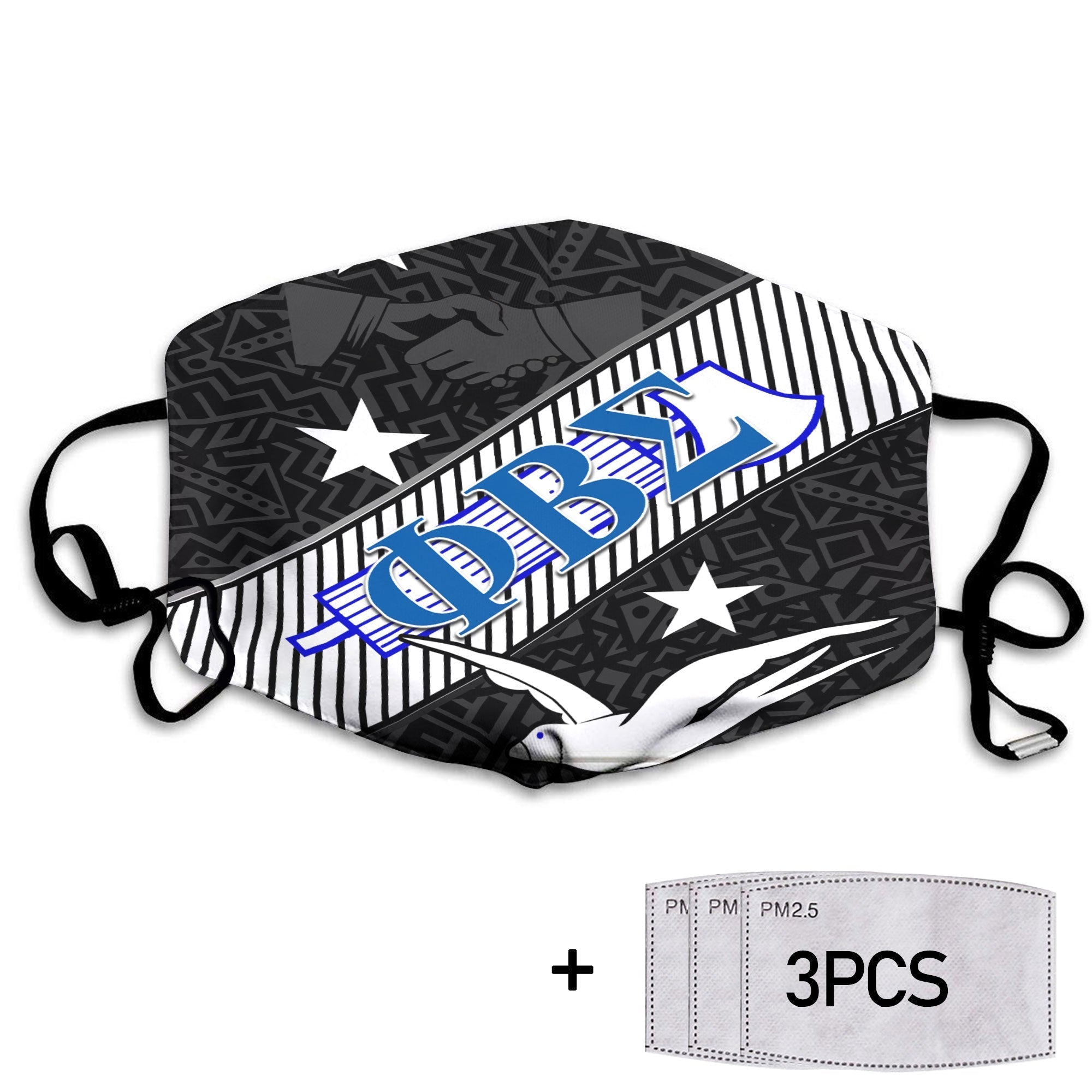 Fraternity Face Mask - Phi Beta Sigma Face Mask 1914 Symbol Black Style - LH1