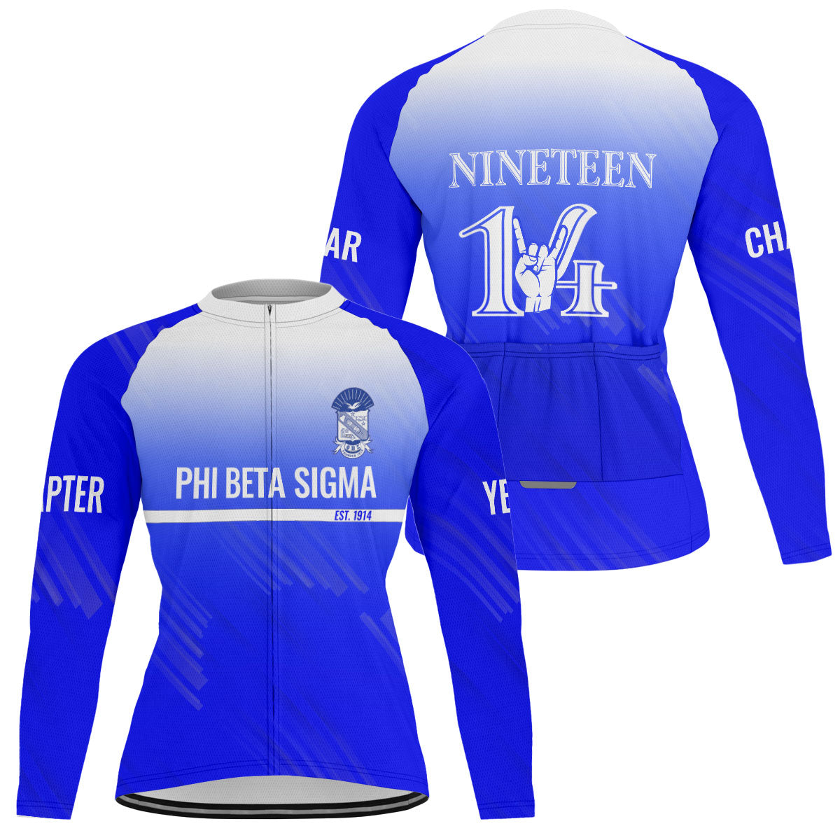 Phi Beta Sigma Cycling Jersey Custom Royal Blue Iced Style