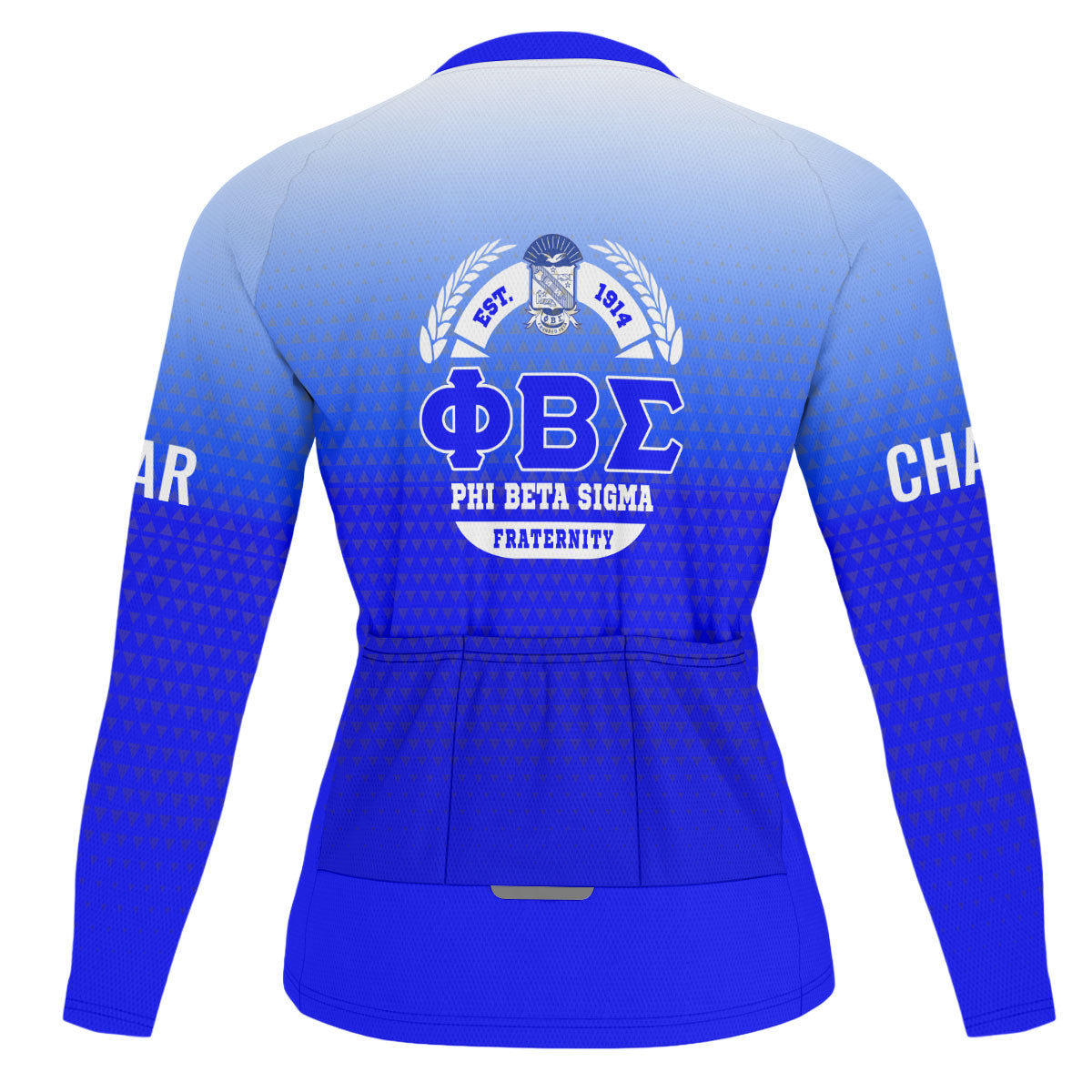 Phi Beta Sigma Cycling Jersey Custom Royal Blue White Gradient Triangle Style