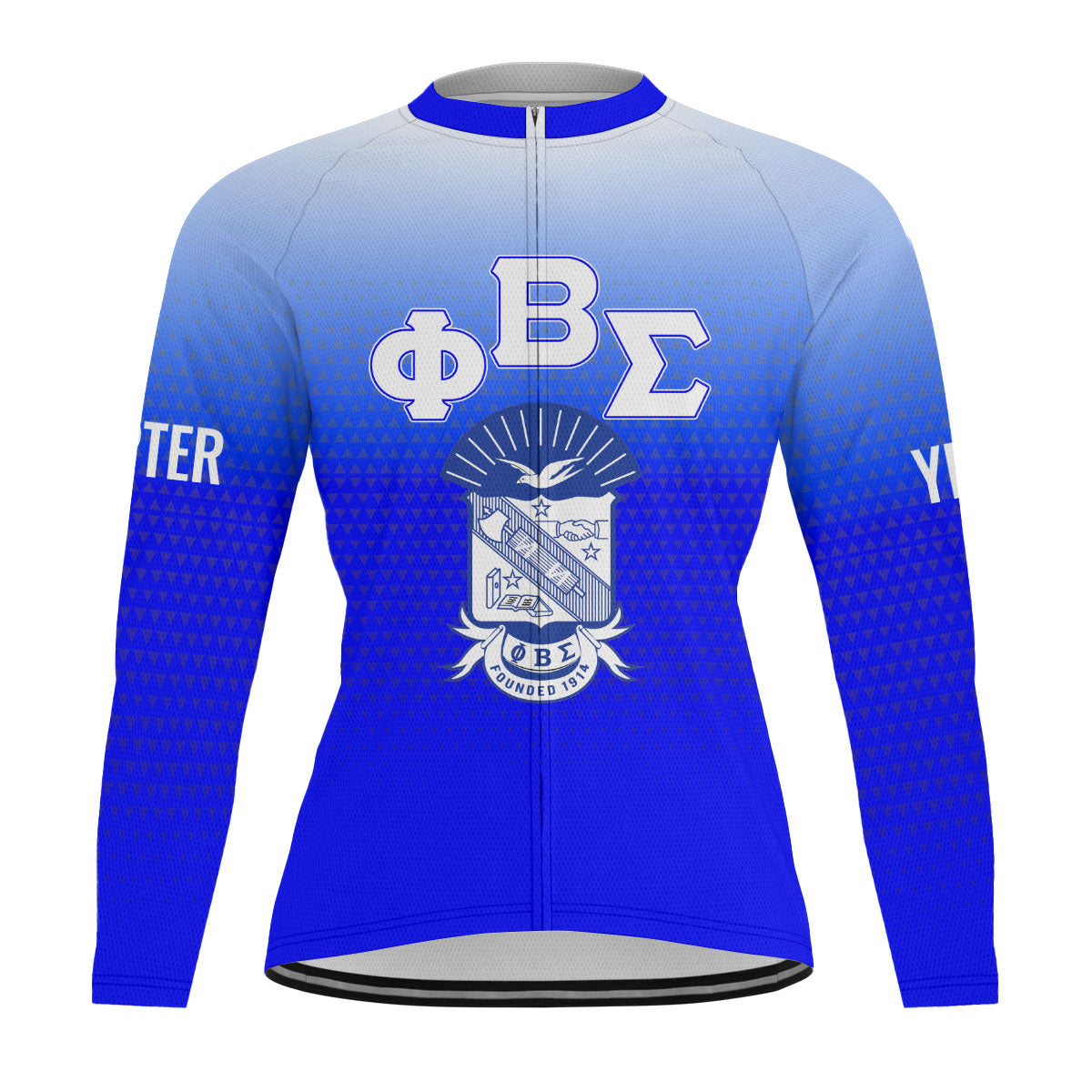 Phi Beta Sigma Cycling Jersey Custom Royal Blue White Gradient Triangle Style