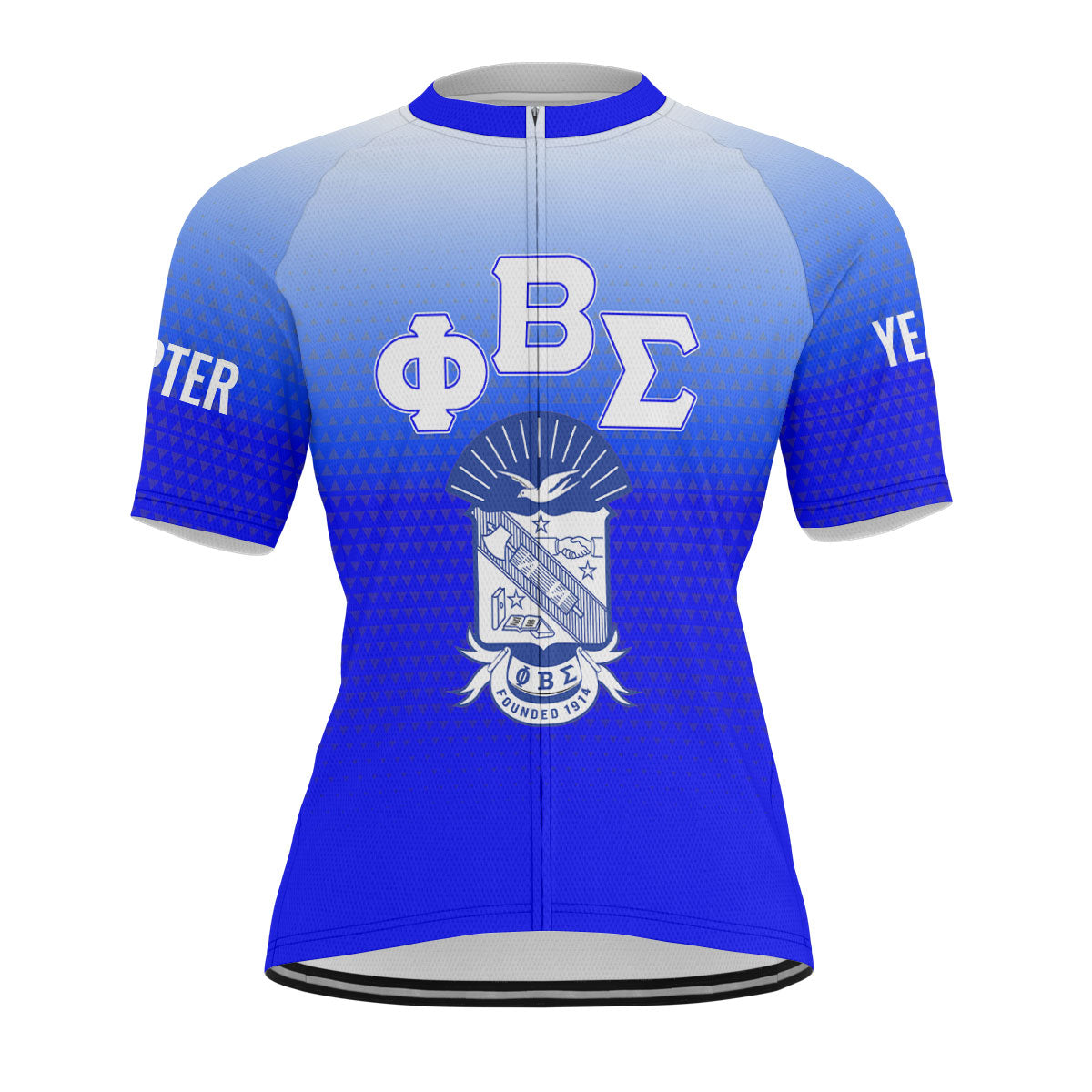 Phi Beta Sigma Cycling Jersey Custom Royal Blue White Gradient Triangle Style