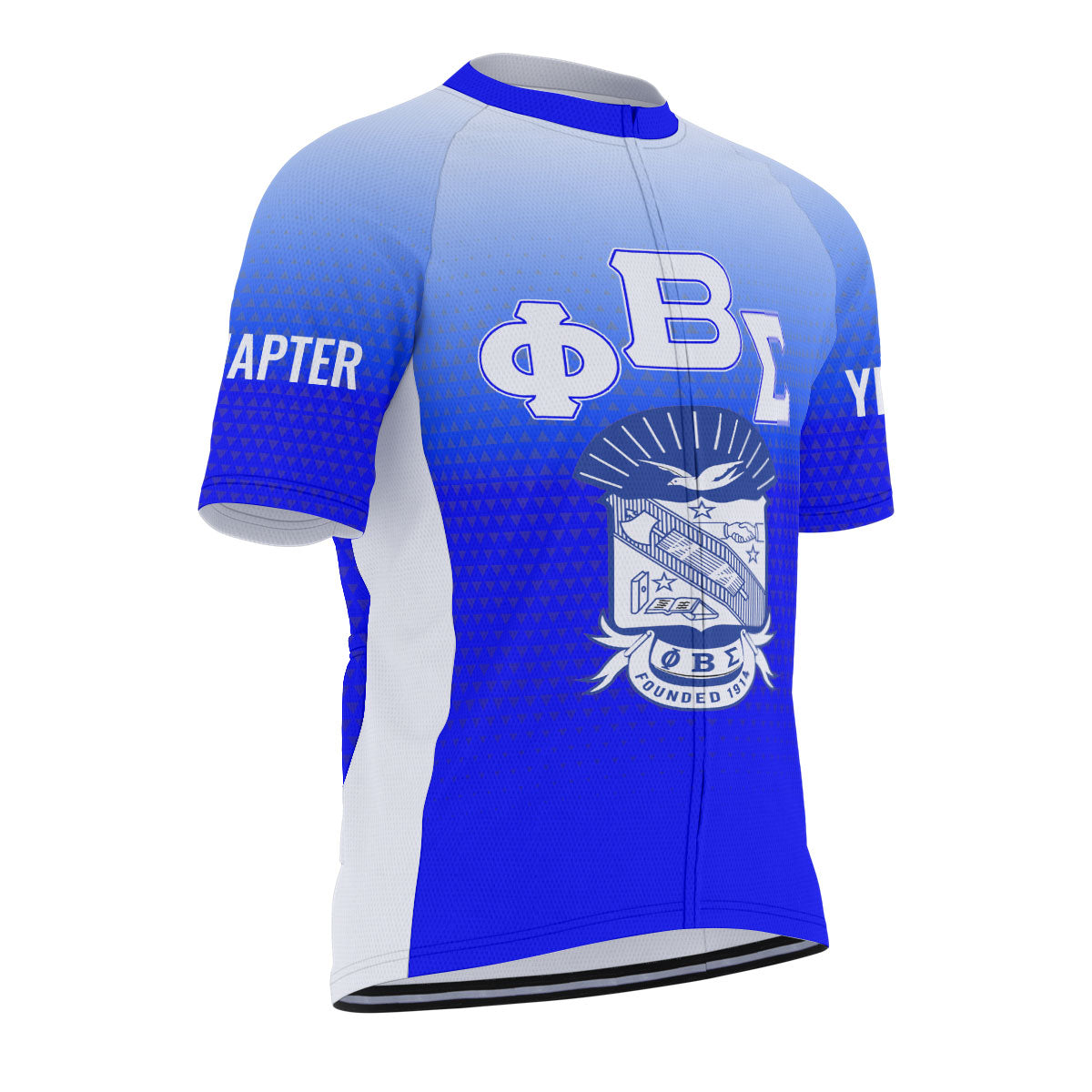 Phi Beta Sigma Cycling Jersey Custom Royal Blue White Gradient Triangle Style