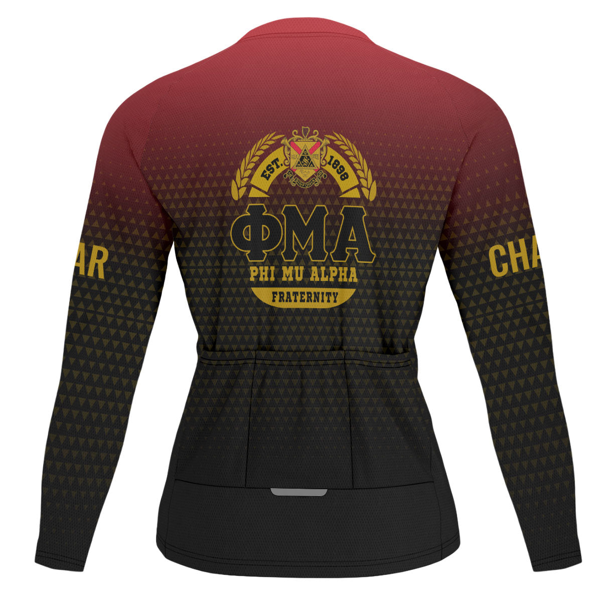 Phi Mu Alpha Cycling Jersey Custom Black Red Gradient Triangle Style