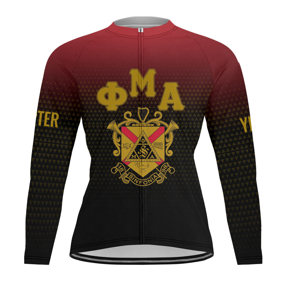 Phi Mu Alpha Cycling Jersey Custom Black Red Gradient Triangle Style