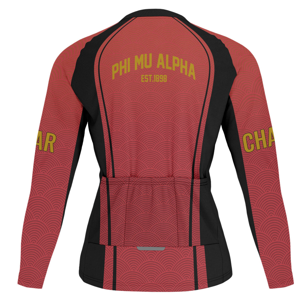 Phi Mu Alpha Cycling Jersey Custom Red Black Wave Style