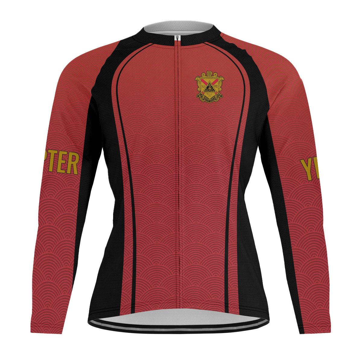 Phi Mu Alpha Cycling Jersey Custom Red Black Wave Style