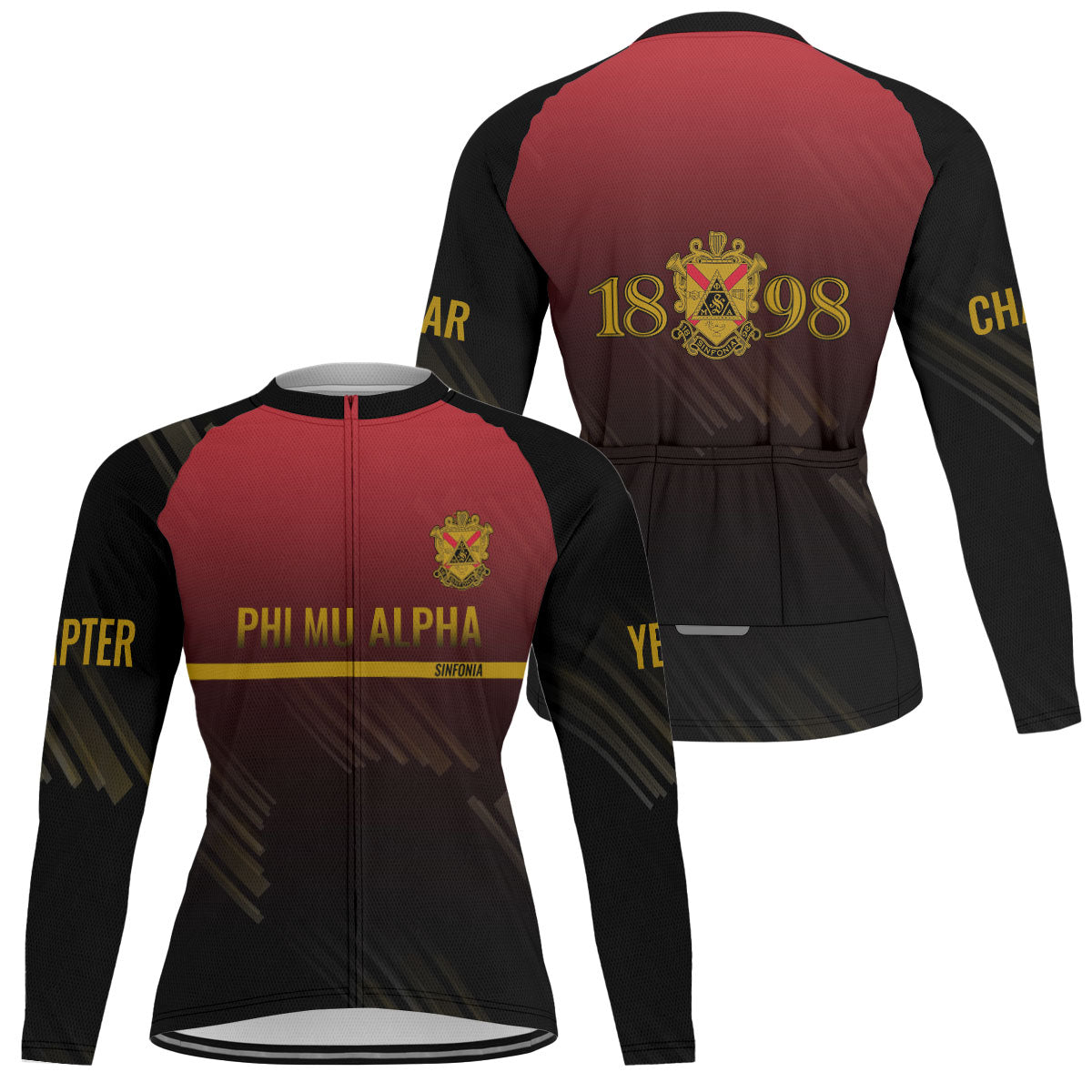 Phi Mu Alpha Cycling Jersey Custom Red Black Iced Style