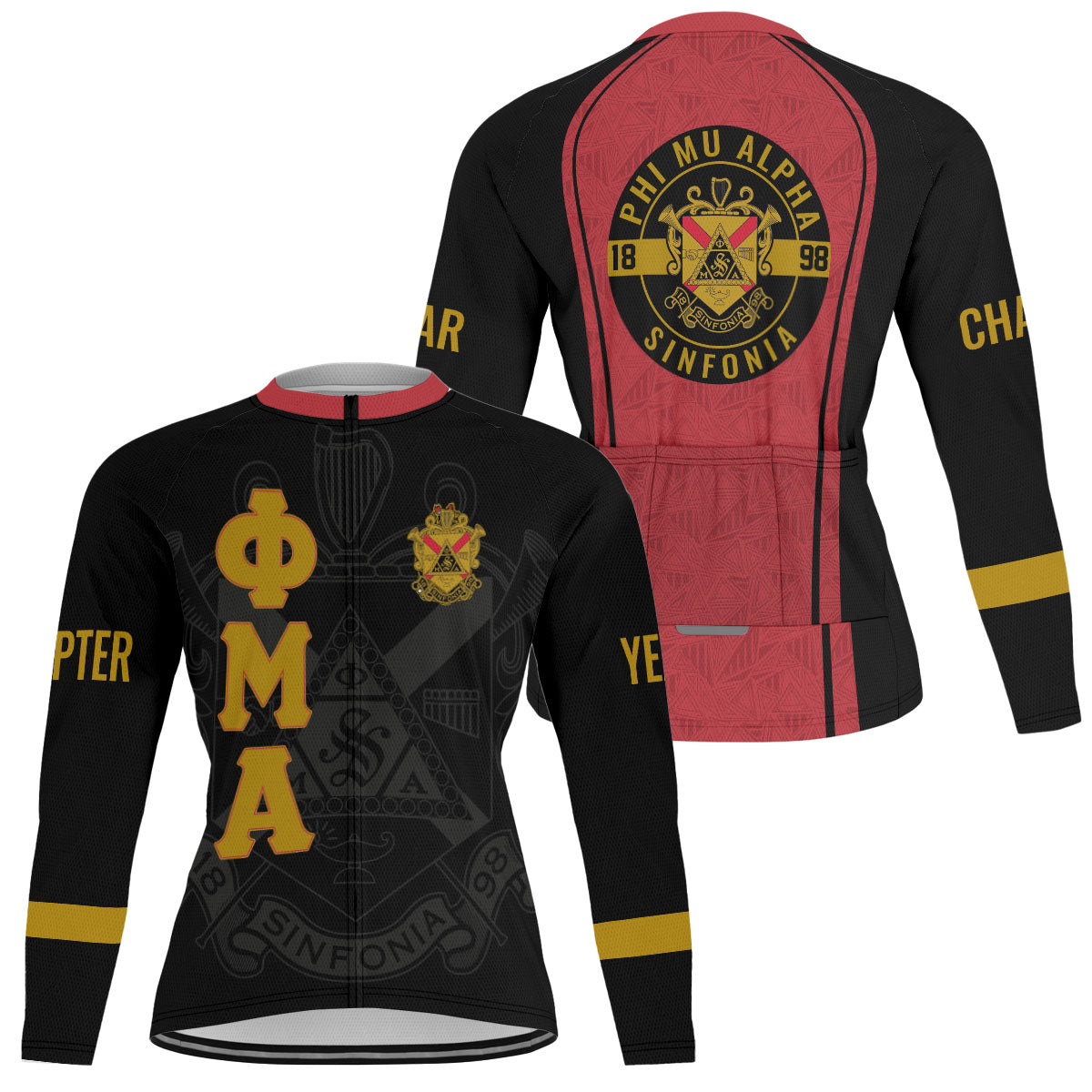 Phi Mu Alpha Cycling Jersey Custom Red Black Triangle Style