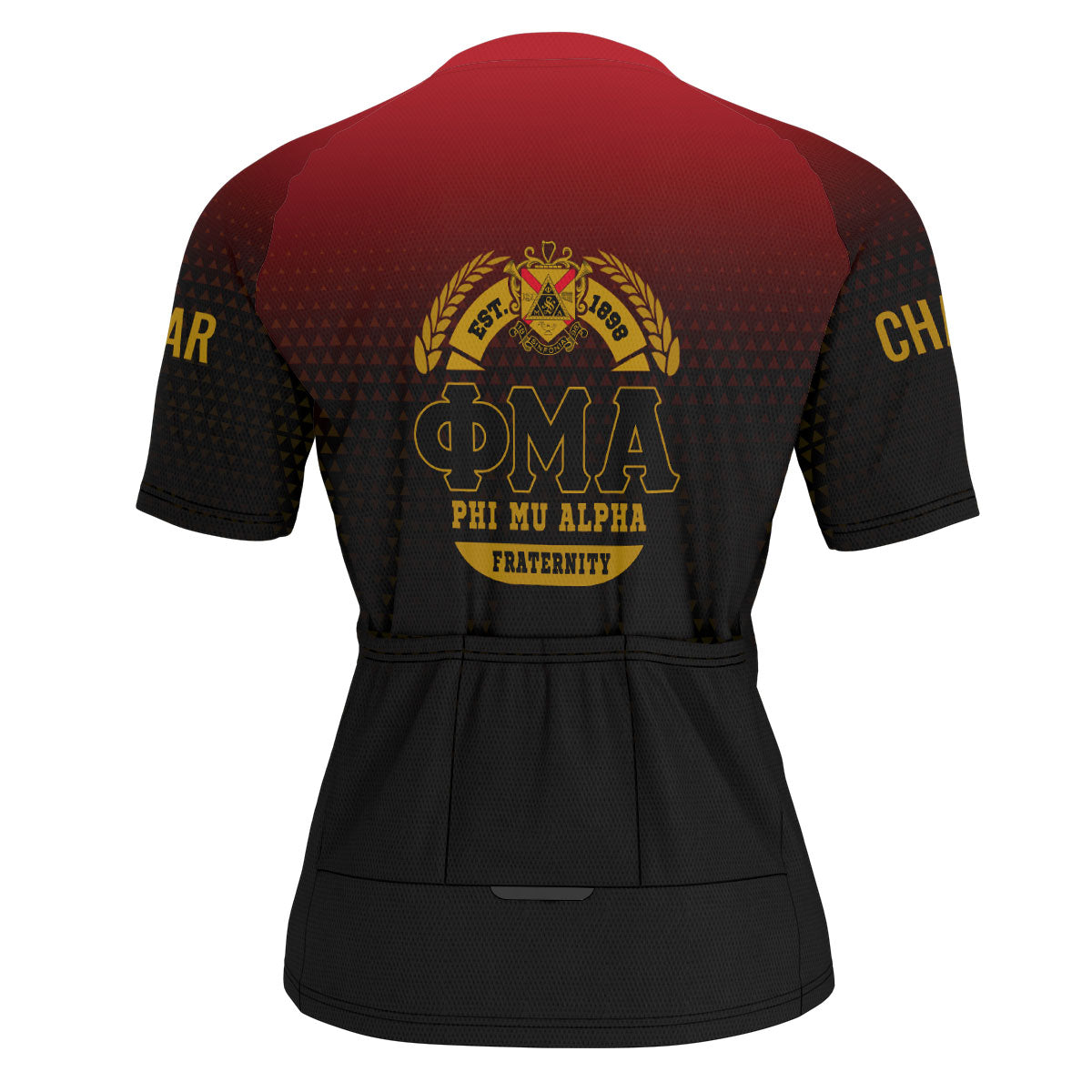 Phi Mu Alpha Cycling Jersey Custom Black Red Gradient Triangle Style