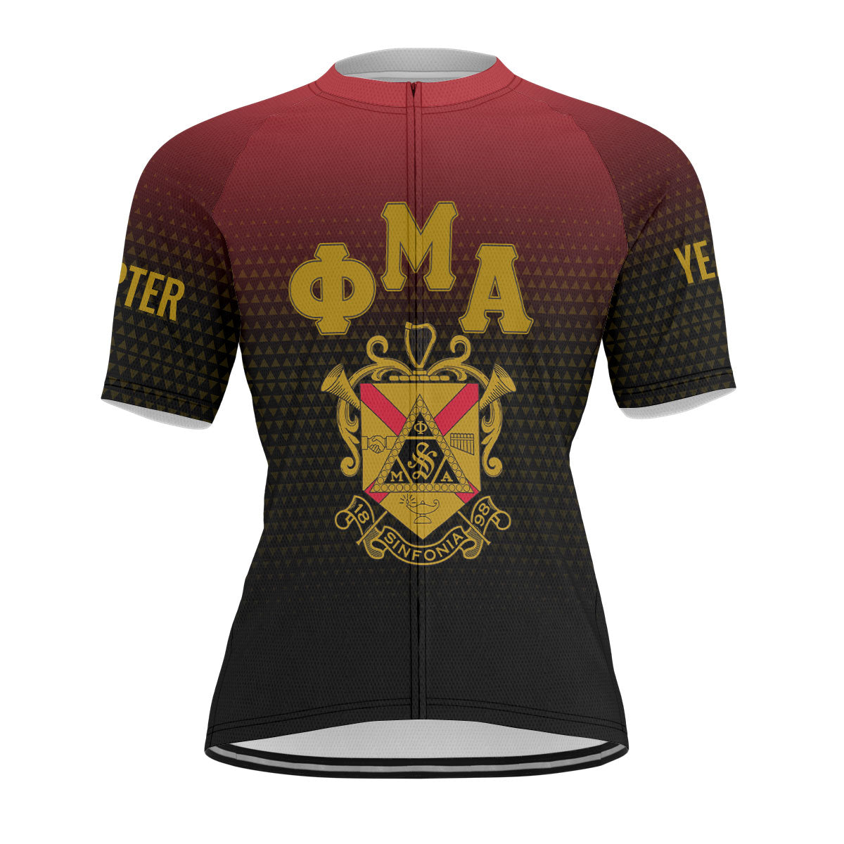 Phi Mu Alpha Cycling Jersey Custom Black Red Gradient Triangle Style
