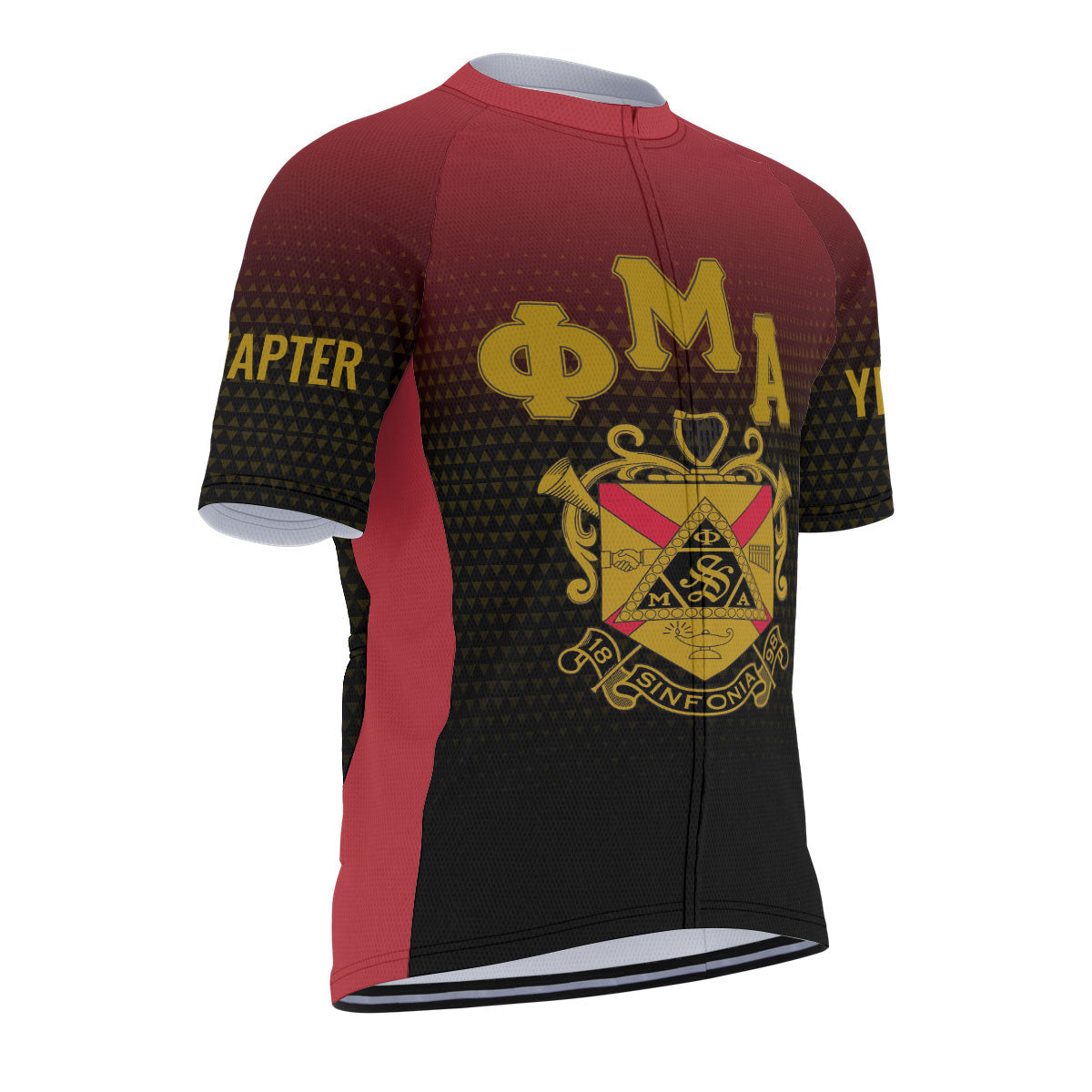 Phi Mu Alpha Cycling Jersey Custom Black Red Gradient Triangle Style