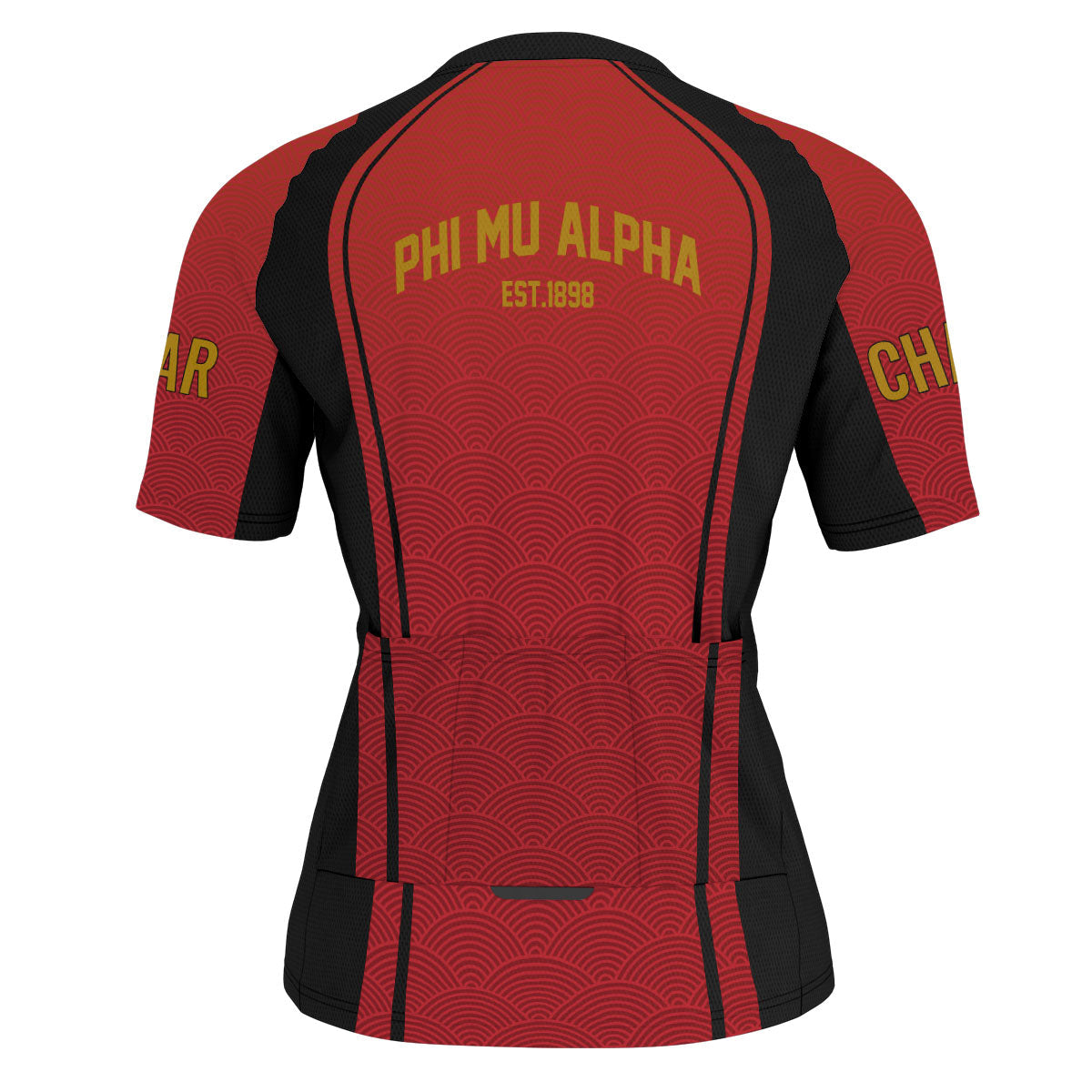 Phi Mu Alpha Cycling Jersey Custom Red Black Wave Style