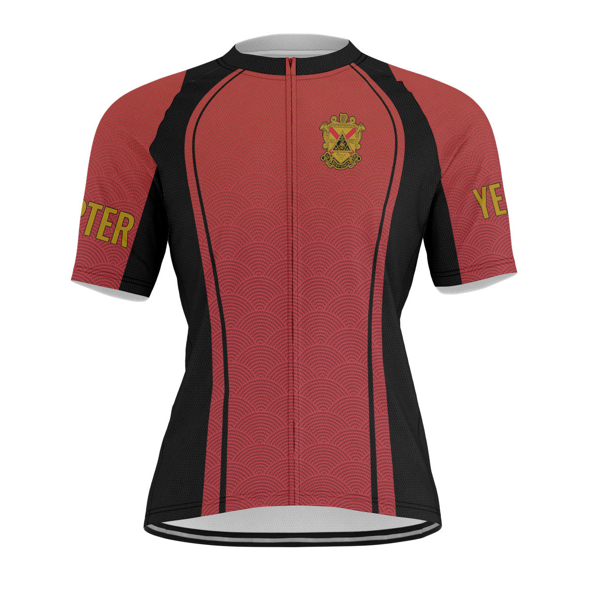 Phi Mu Alpha Cycling Jersey Custom Red Black Wave Style