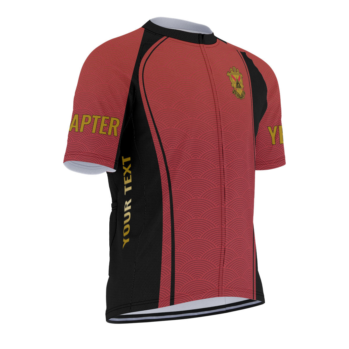 Phi Mu Alpha Cycling Jersey Custom Red Black Wave Style