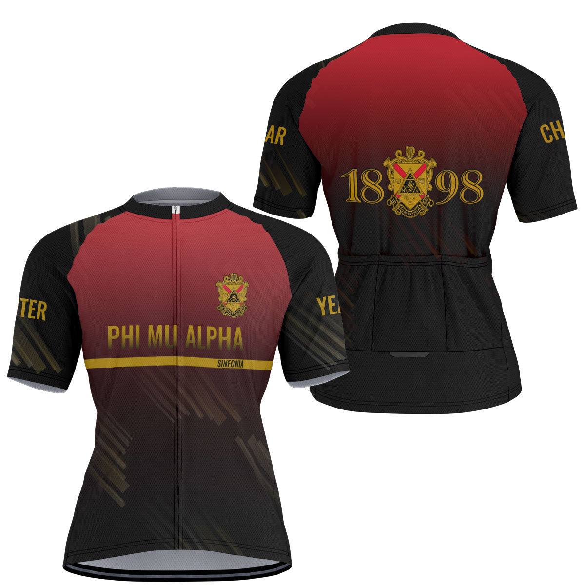 Phi Mu Alpha Cycling Jersey Custom Red Black Iced Style
