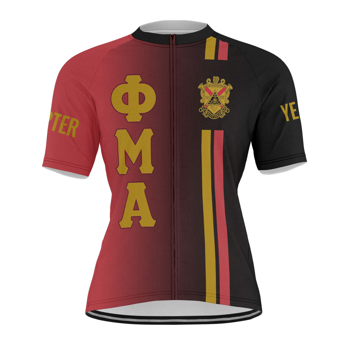 Phi Mu Alpha Cycling Jersey Custom Red Black Side Gradient Style
