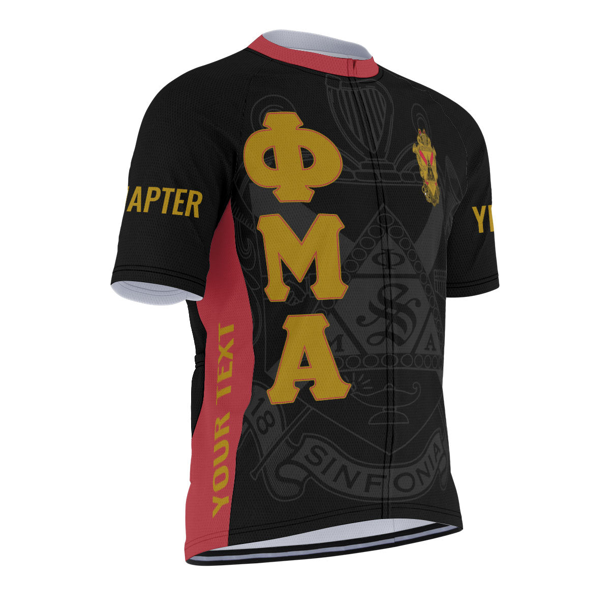 Phi Mu Alpha Cycling Jersey Custom Red Black Triangle Style