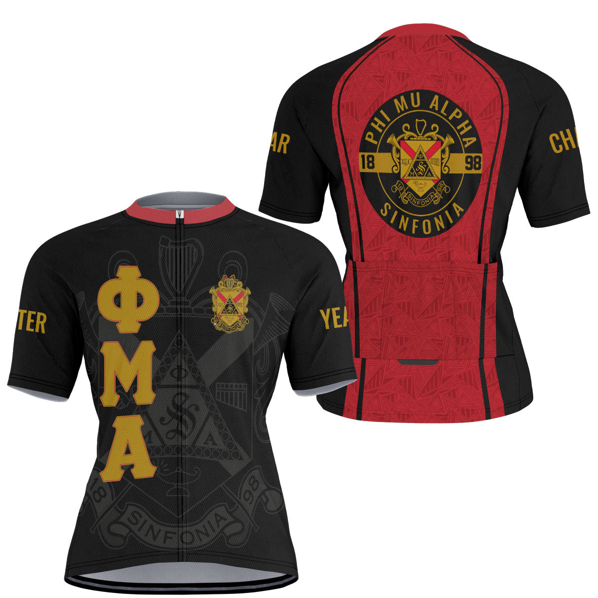 Phi Mu Alpha Cycling Jersey Custom Red Black Triangle Style
