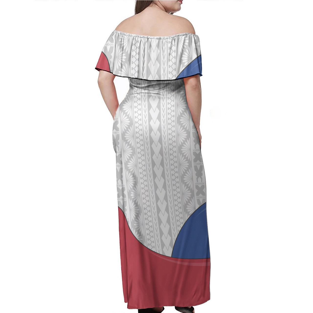 Philippines Filipinos Lapu Lapu Heroes With Sun And Flag Tribal Patterns Women Off Shoulder Long Dress