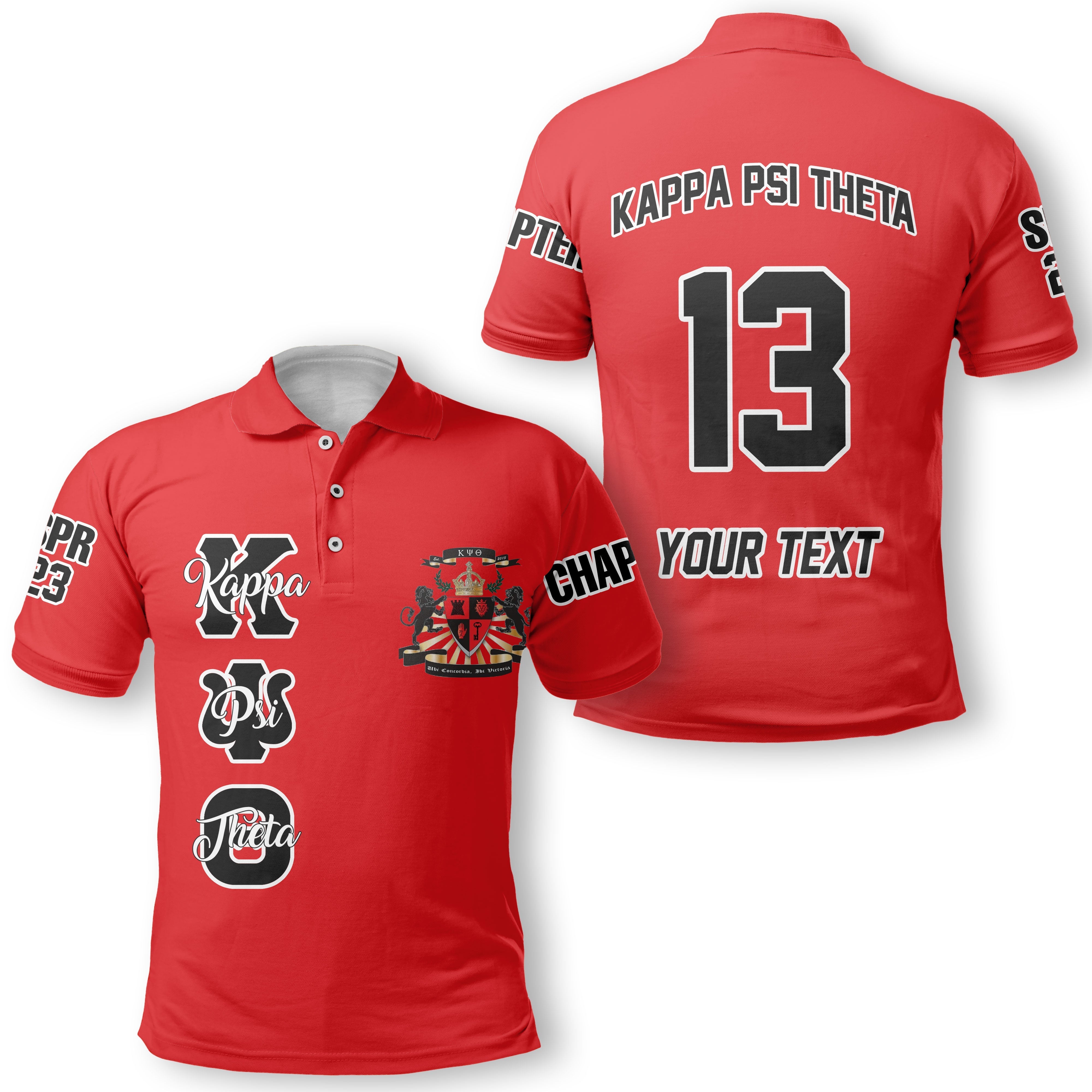 Fraternity Polo - Personalized Kappa Psi Theta Polo Original Red Style