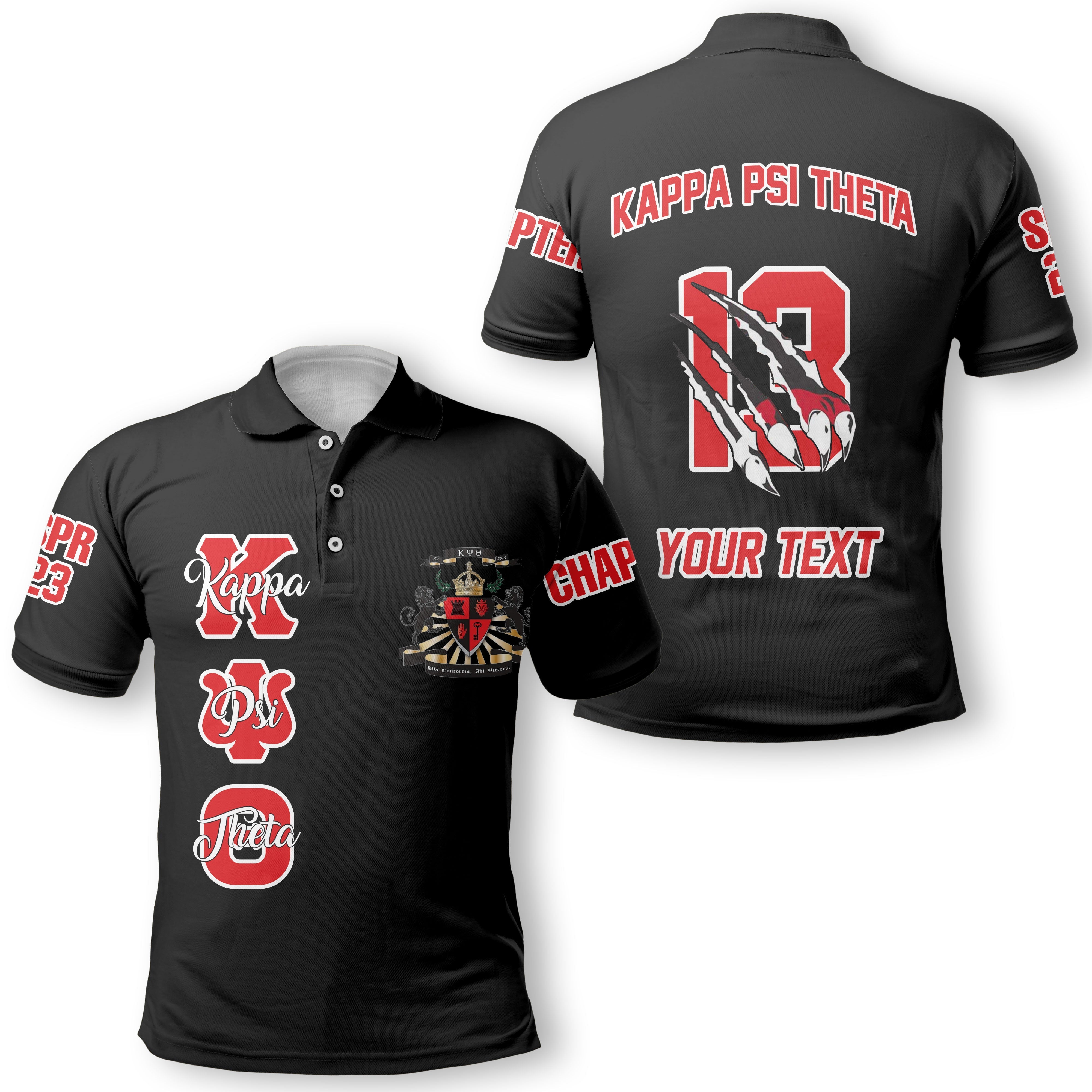 Fraternity Polo - Personalized Kappa Psi Theta Polo Original Lion Claws Style