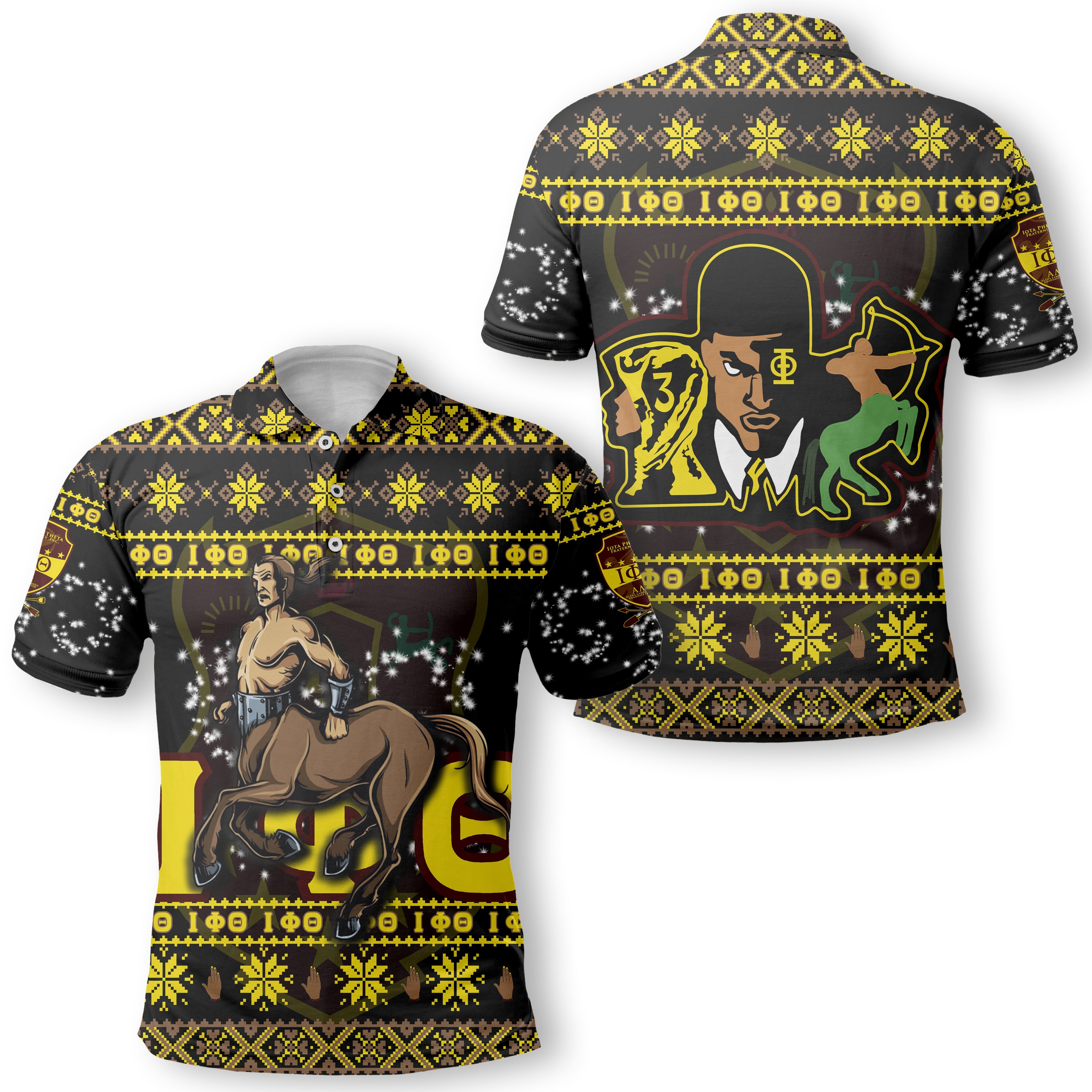 Fraternity Polo - Christmas Iota Phi Theta Polo Shirt Centaur Style