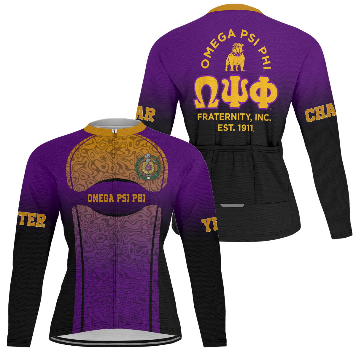 Omega Psi Phi Cycling Jersey Custom Purple Geometric Lines Style