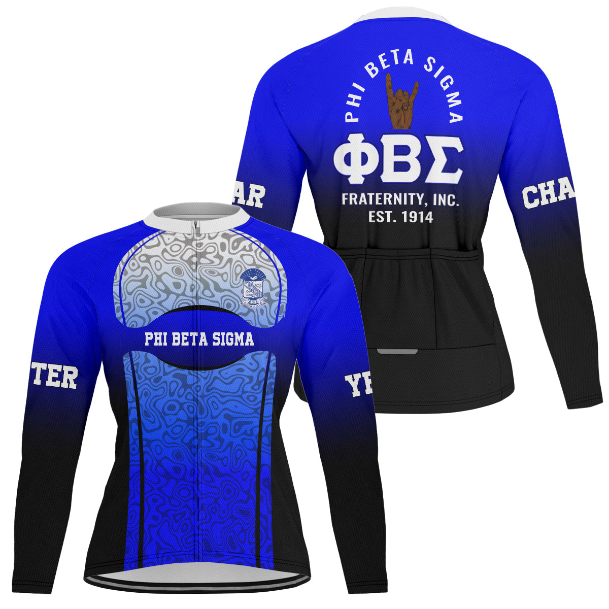 Phi Beta Sigma Cycling Jersey Custom Royal Blue Geometric Lines Style