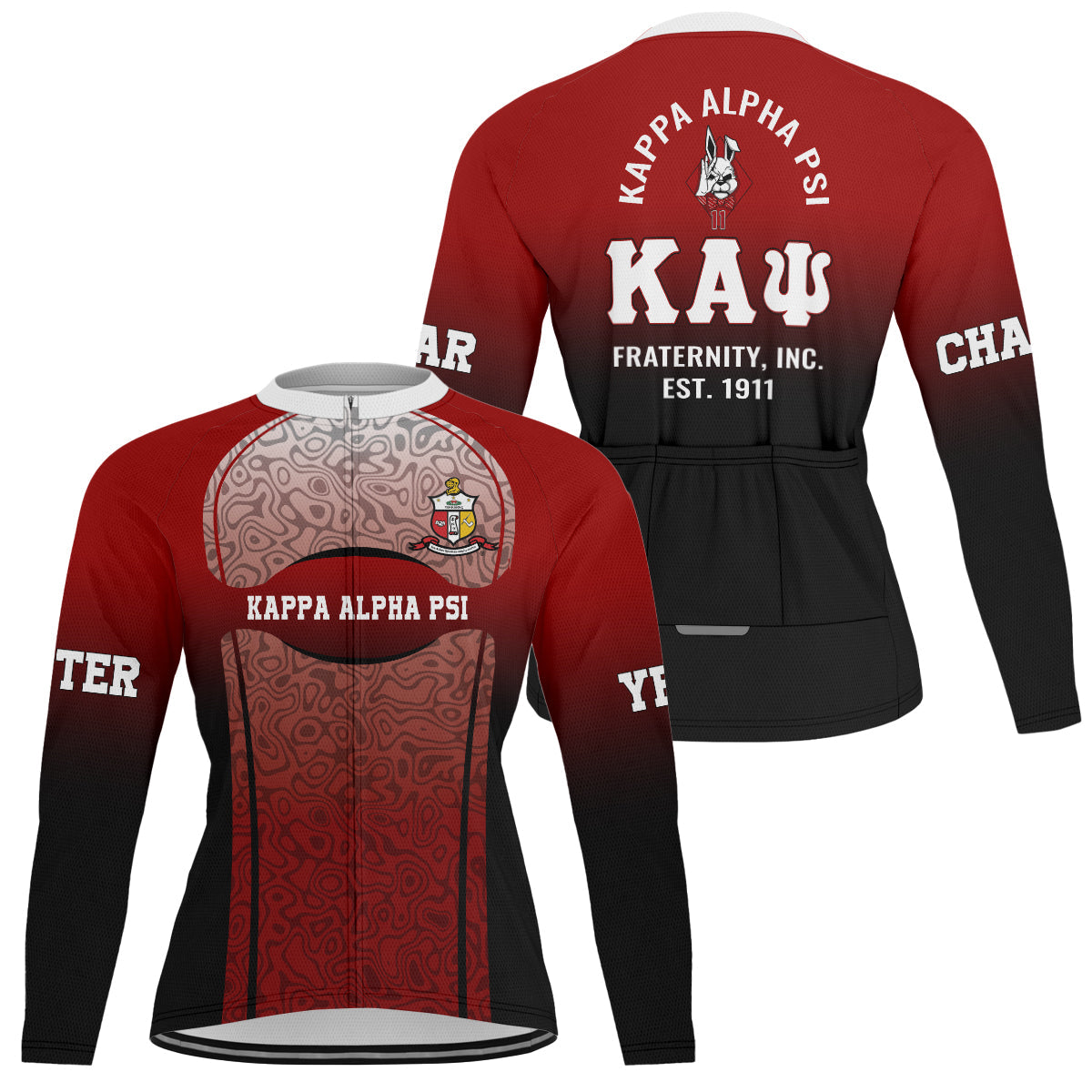 Kappa Alpha Psi Cycling Jersey Custom Crimson Geometric Lines Style
