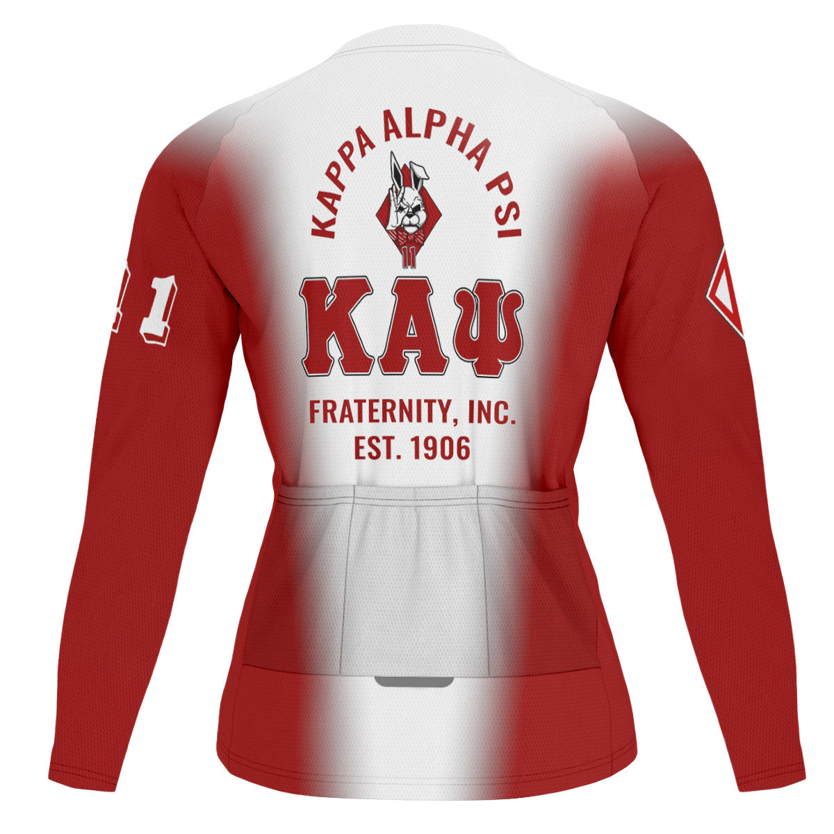 Kappa Alpha Psi Cycling Jersey Custom Red White Spear Gradient Style