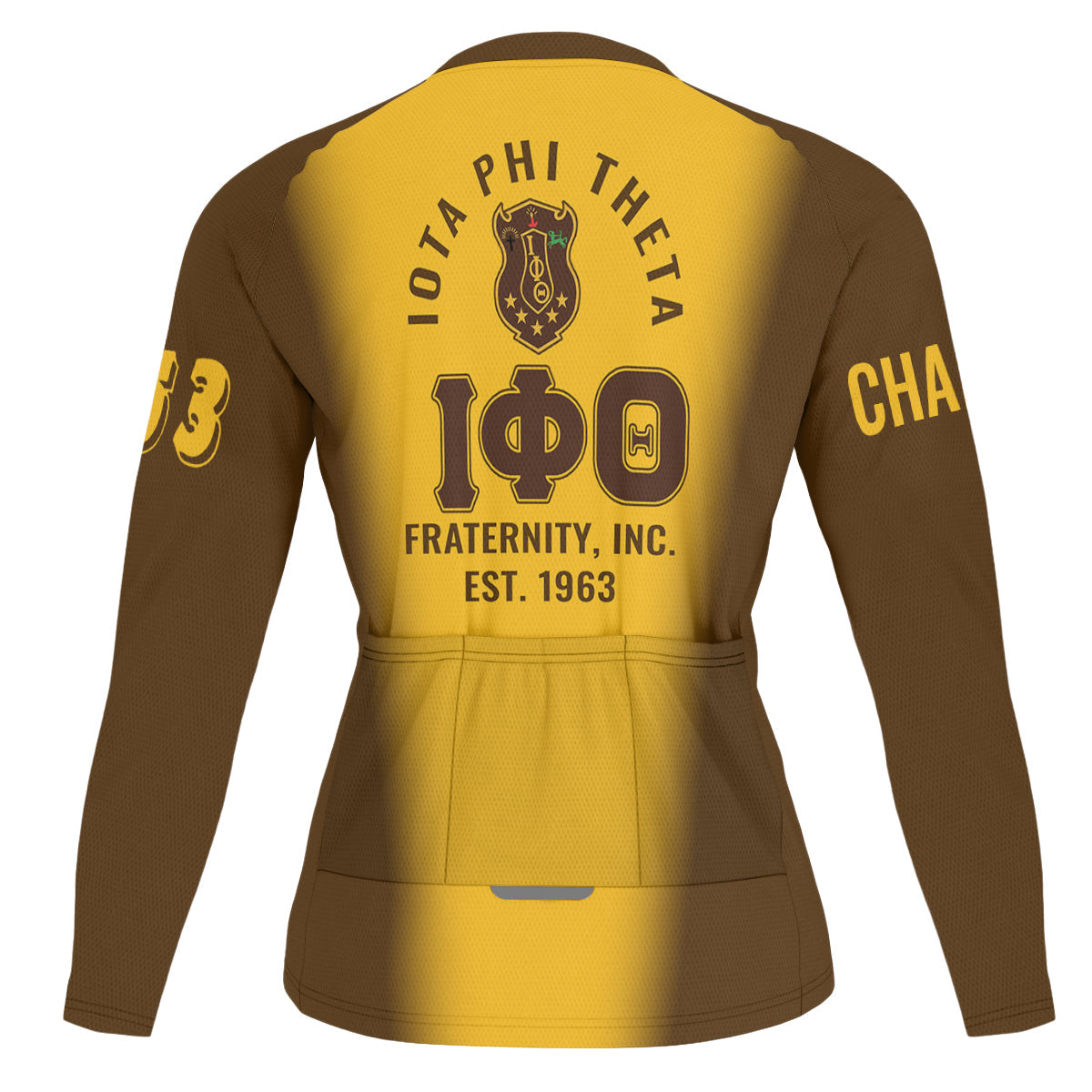 Iota Phi Theta Cycling Jersey Custom Brown Gold Spear Gradient Style