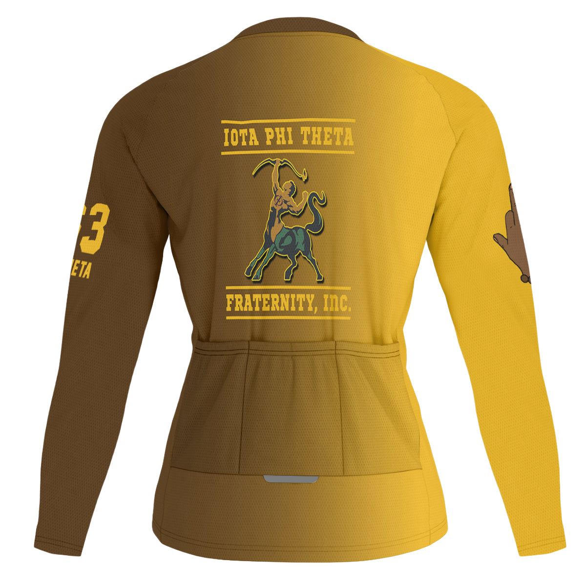 Iota Phi Theta Cycling Jersey Custom Black Gold Side Gradient Style