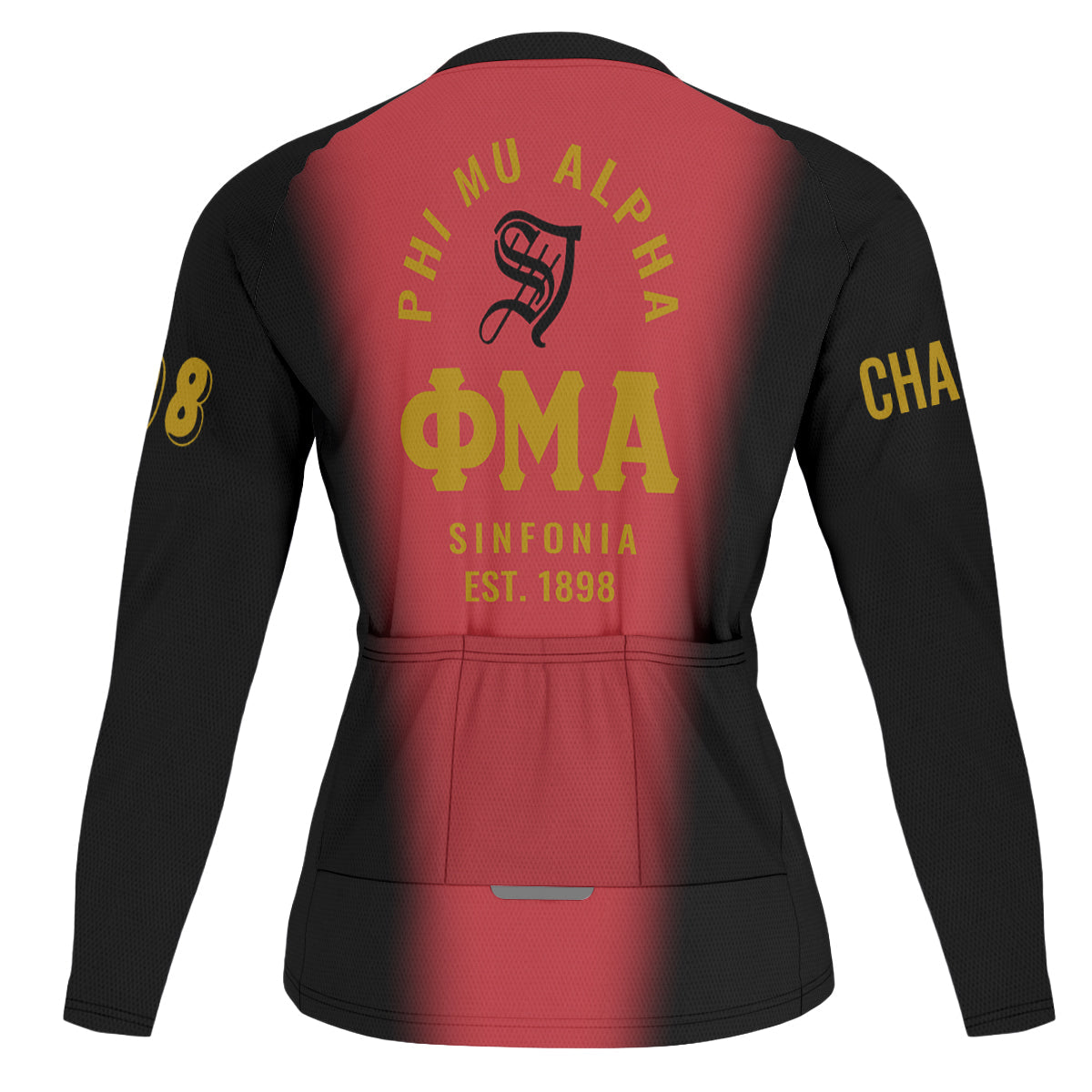 Phi Mu Alpha Cycling Jersey Custom Black Red Spear Gradient Style