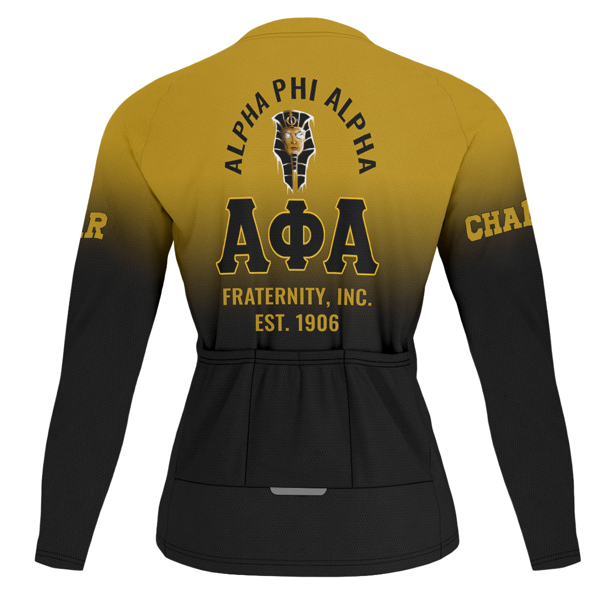 Alpha Phi Alpha Cycling Jersey Custom Black Gold Geometric Lines Style