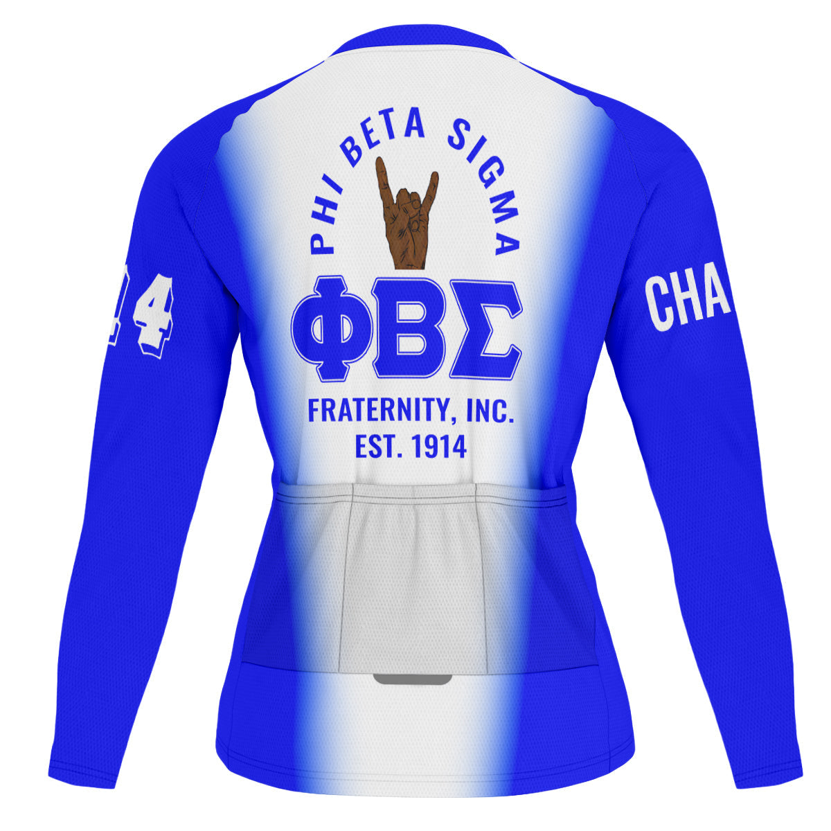 Phi Beta Sigma Cycling Jersey Custom Royal Blue White Spear Gradient Style