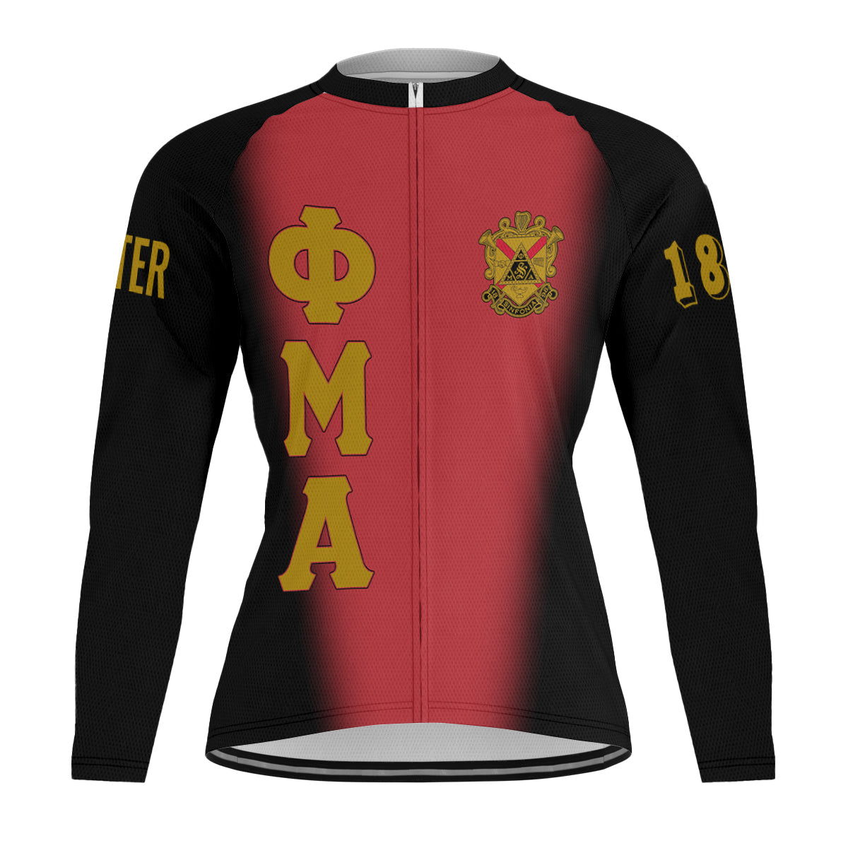 Phi Mu Alpha Cycling Jersey Custom Black Red Spear Gradient Style