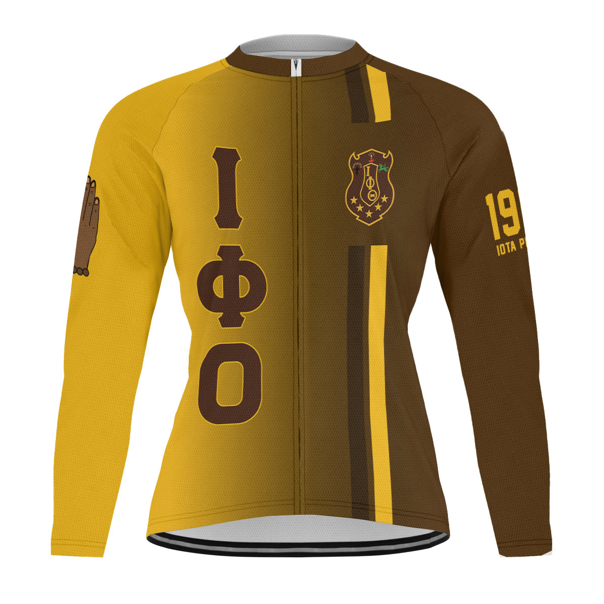Iota Phi Theta Cycling Jersey Custom Black Gold Side Gradient Style
