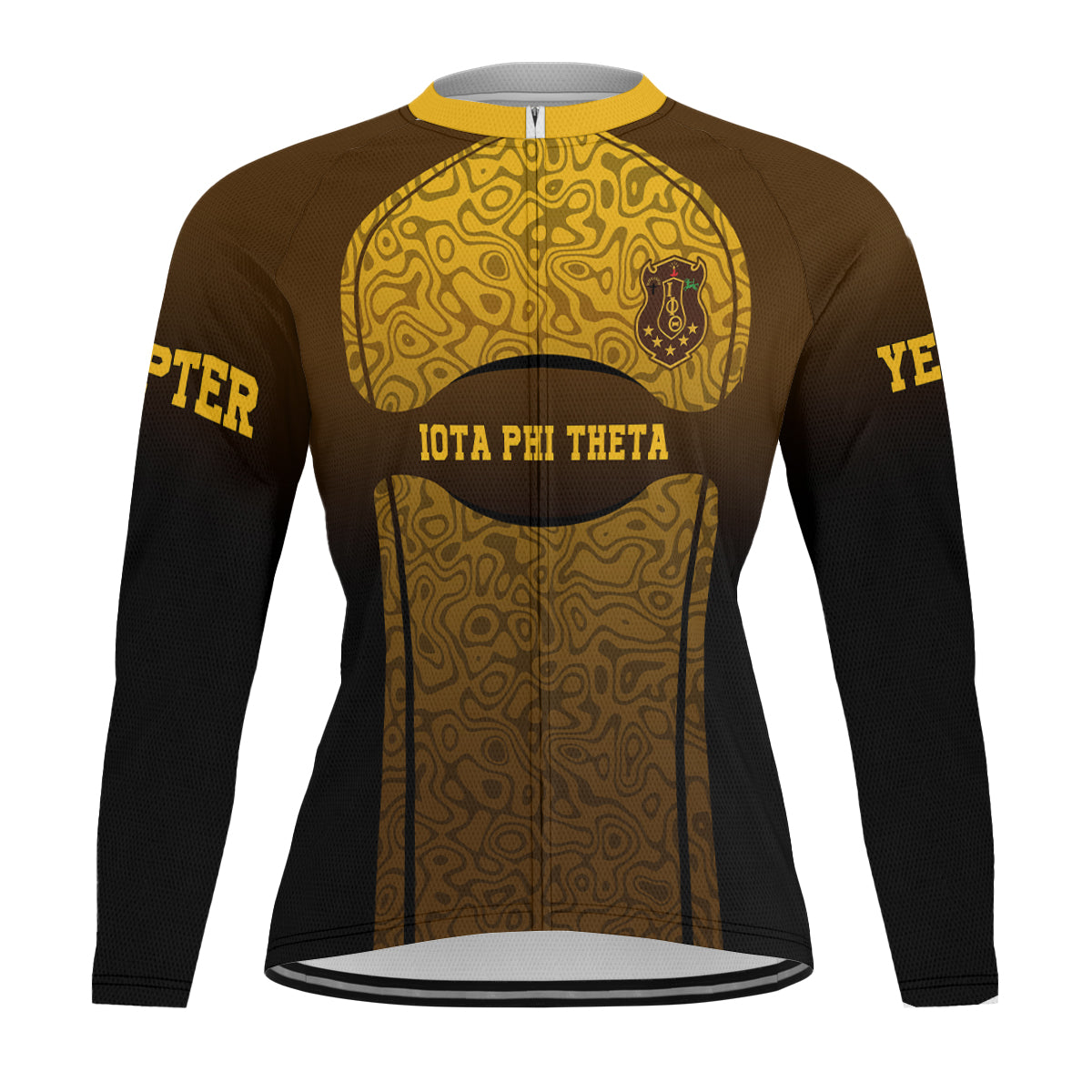 Iota Phi Theta Cycling Jersey Custom Brown Gold Geometric Lines Style