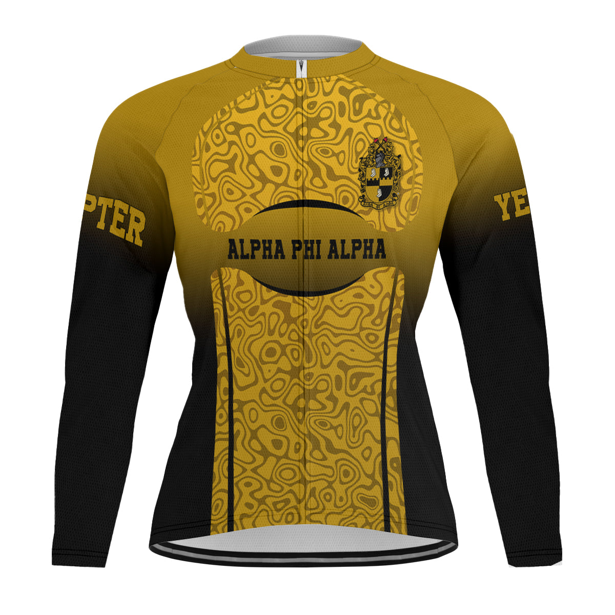 Alpha Phi Alpha Cycling Jersey Custom Black Gold Geometric Lines Style