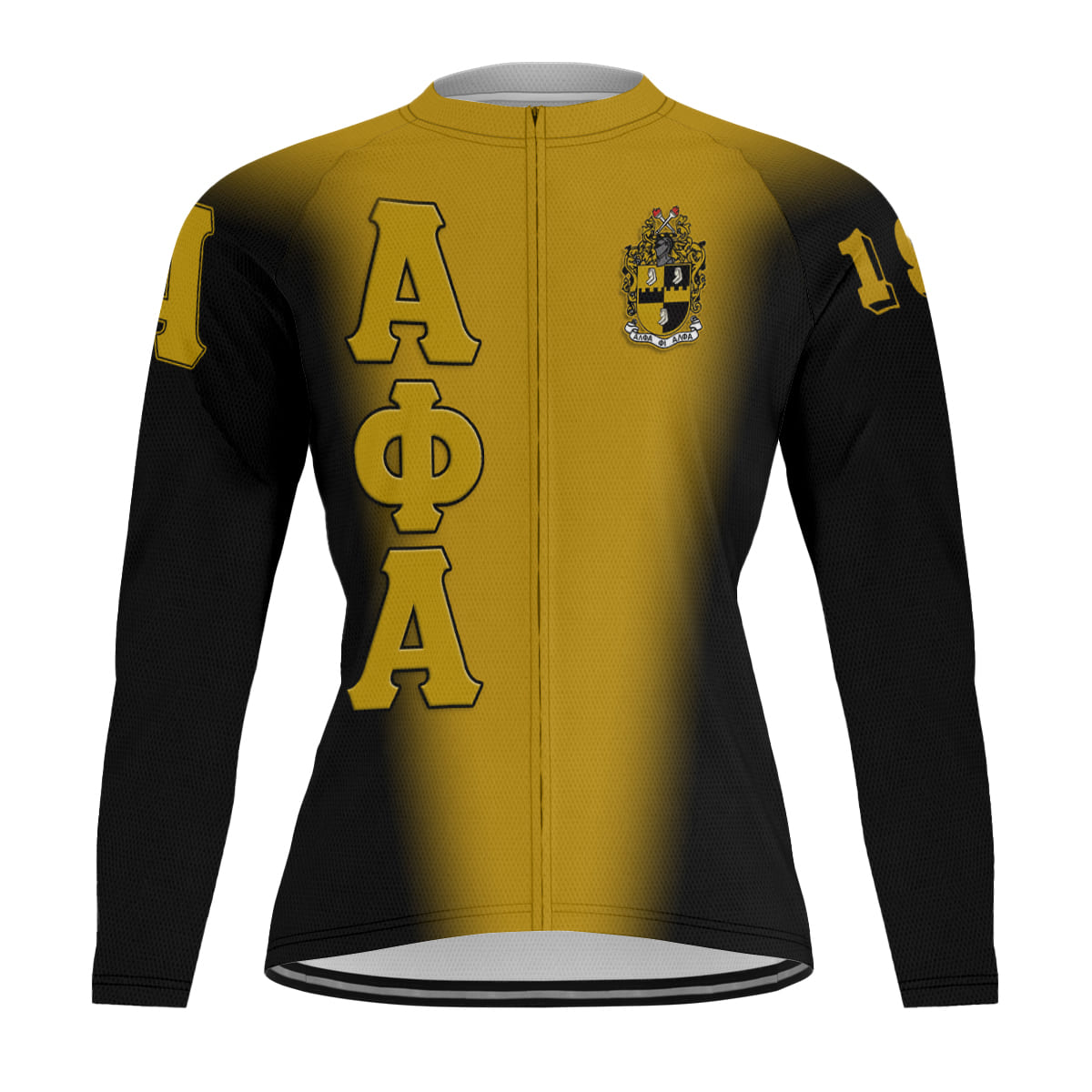 Alpha Phi Alpha Cycling Jersey Custom Black Gold Spear Gradient Style