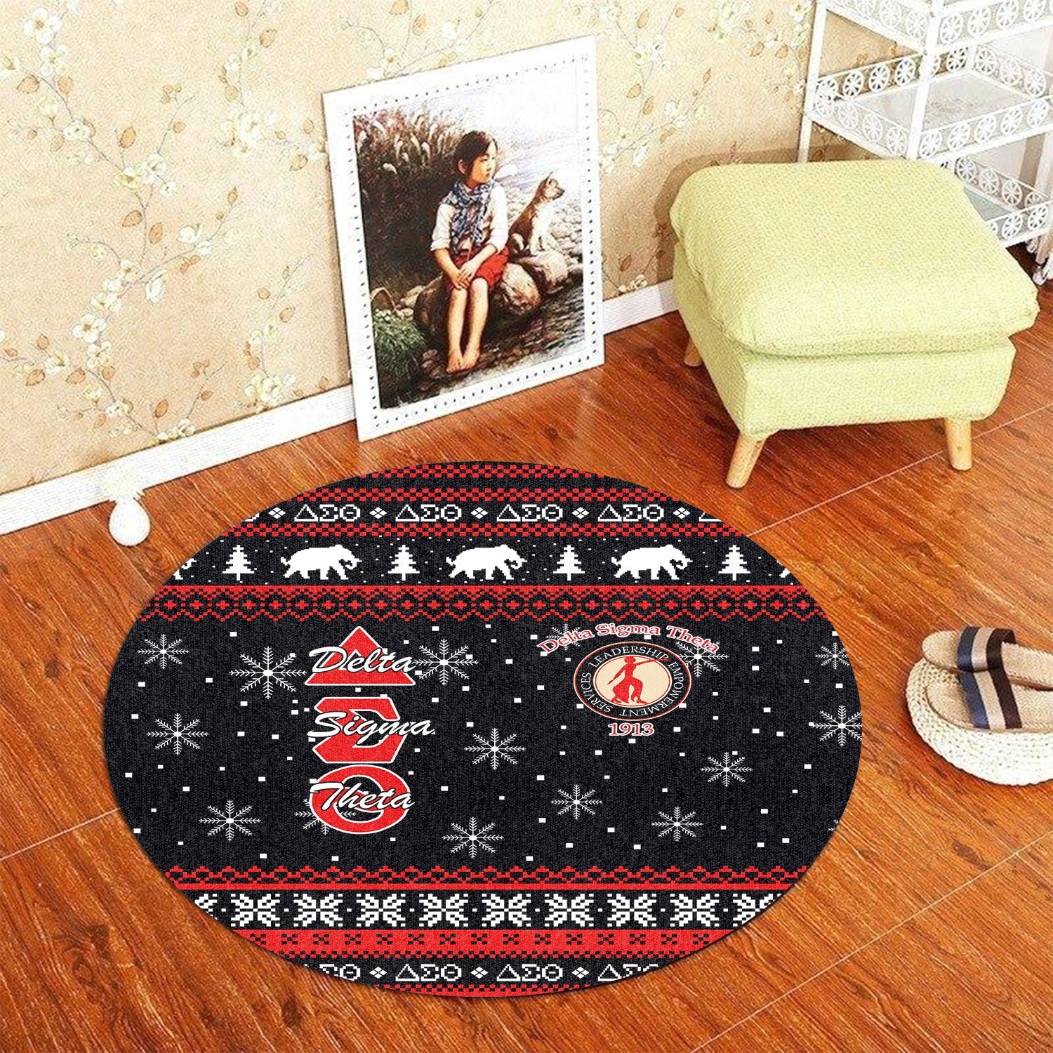 Sorority Carpet - Christmas Delta Sigma Theta Round Carpet Sorority Style