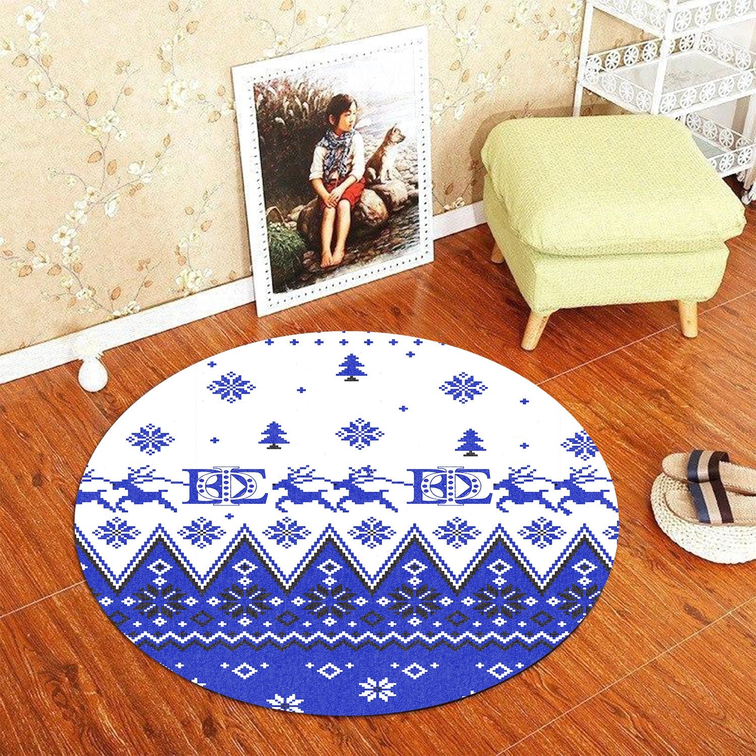Fraternity Carpet - Christmas Phi Beta Sigma Round Carpet Greek Letters Logo Ver2 Style