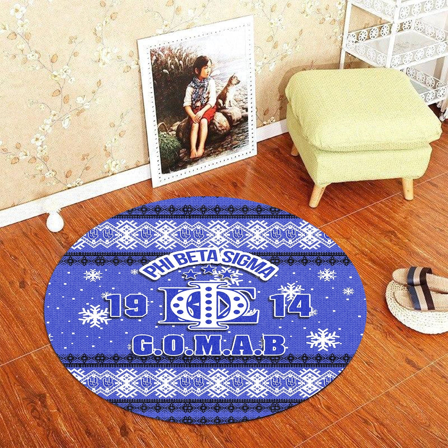 Fraternity Carpet - Christmas Phi Beta Sigma Round Carpet 1914 GOMAB Style