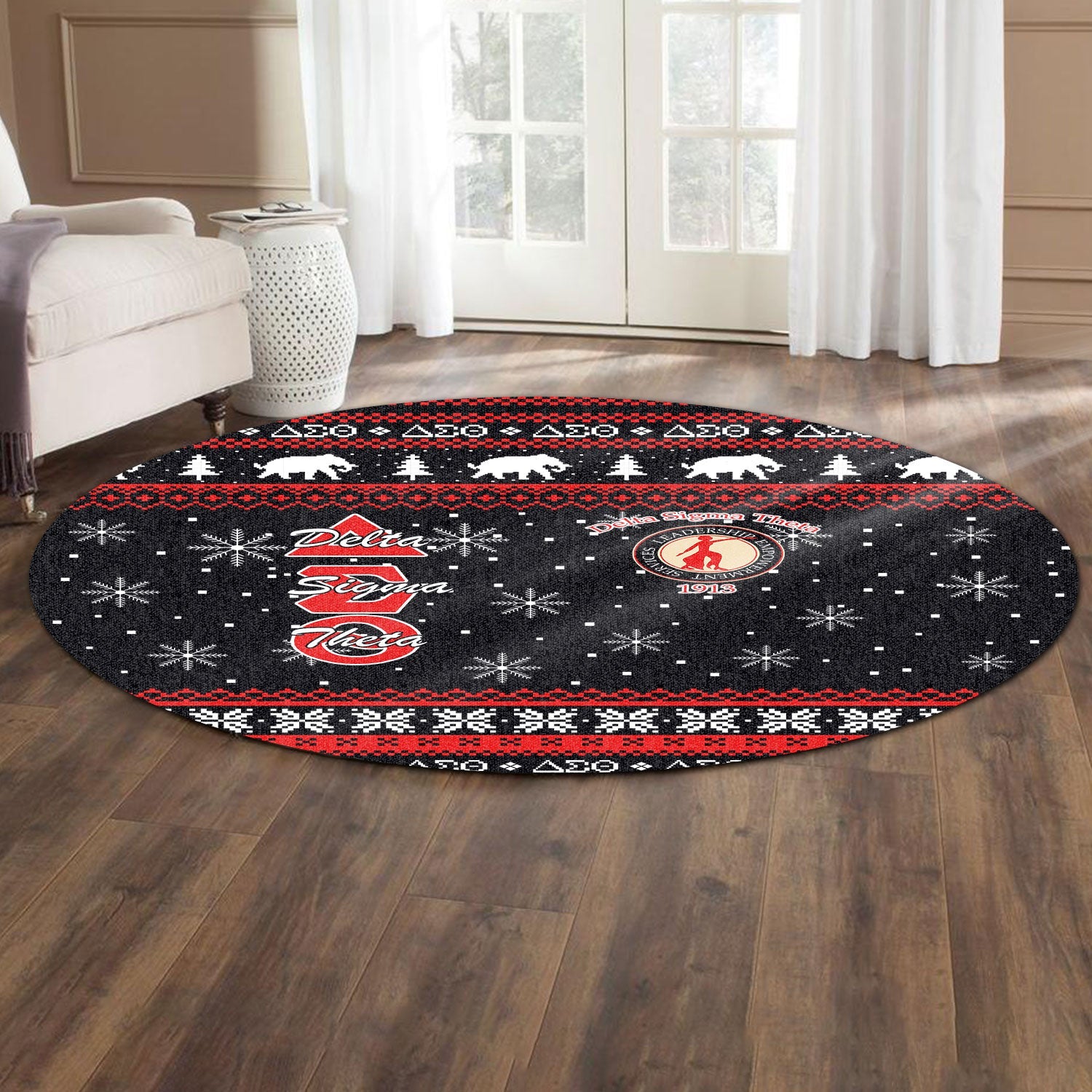 Sorority Carpet - Christmas Delta Sigma Theta Round Carpet Sorority Style