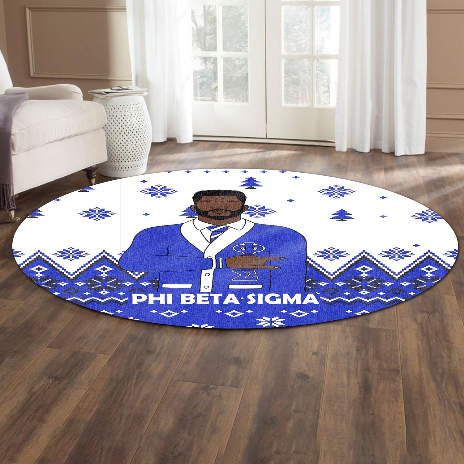 Fraternity Carpet - Christmas Phi Beta Sigma Round Carpet Hand Sign Style