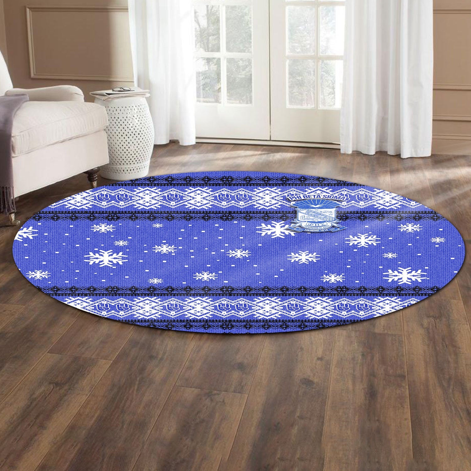 Fraternity Carpet - Christmas Phi Beta Sigma Round Carpet Crest Ver2 Style