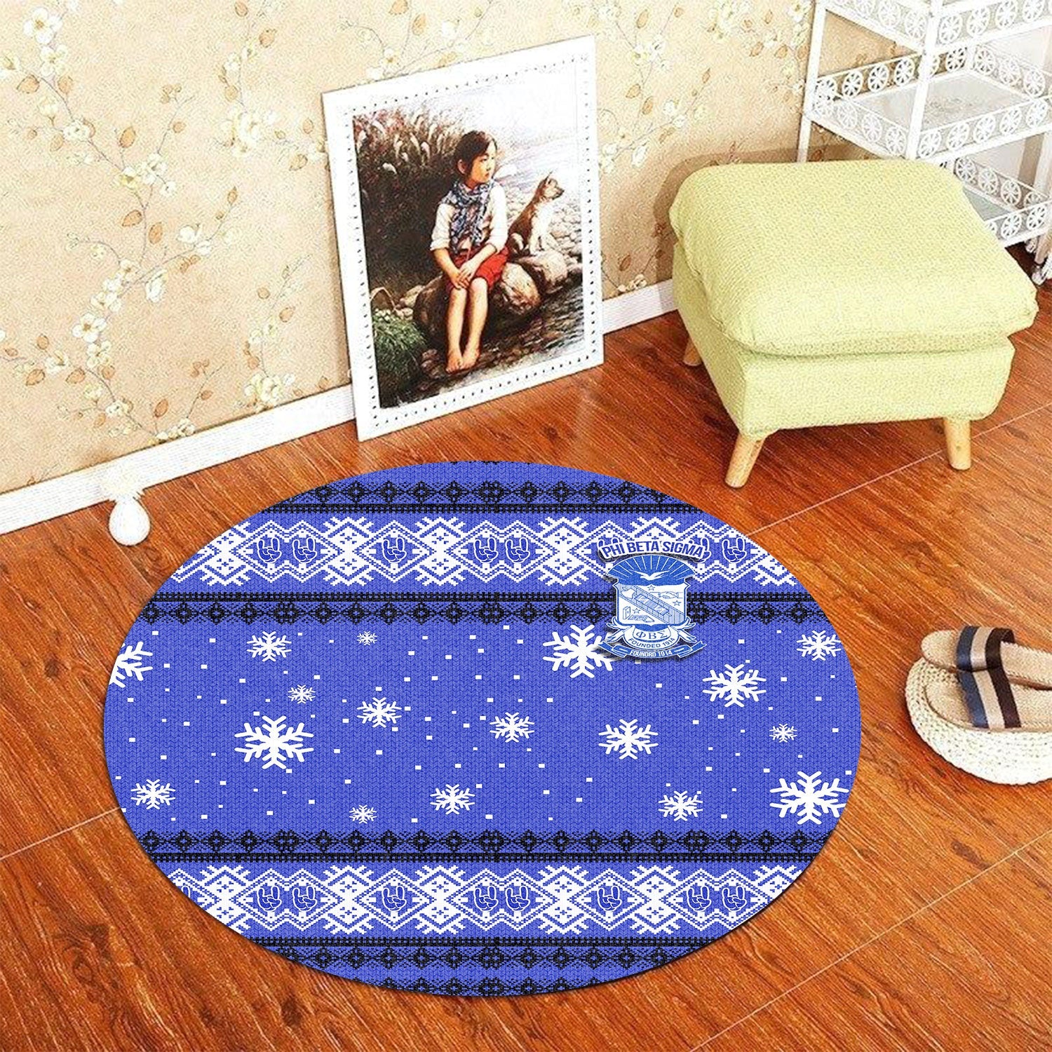 Fraternity Carpet - Christmas Phi Beta Sigma Round Carpet Crest Ver2 Style