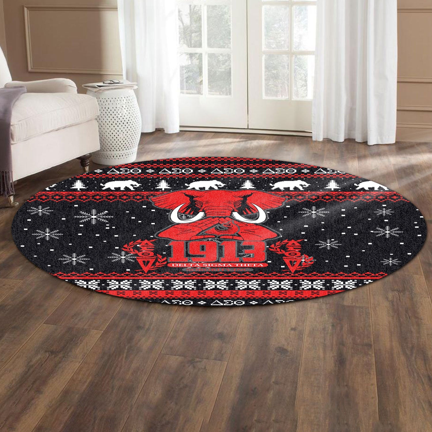 Sorority Carpet - Christmas Delta Sigma Theta Round Carpet 1913 Paraphernal Elephant Style